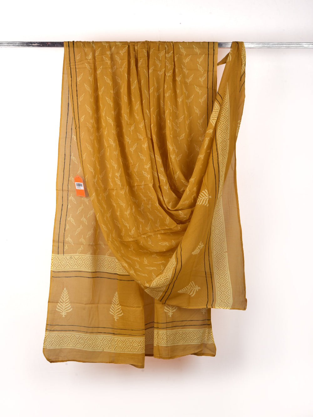 Sunny Yellow Leaf Cotton Dupatta