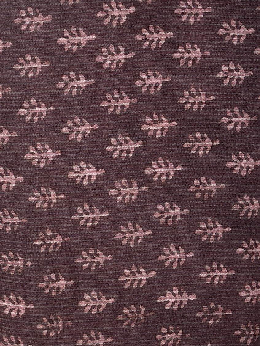 Grey Natural Dyed Mini Leaf Booti Cotton Dooby Fabric