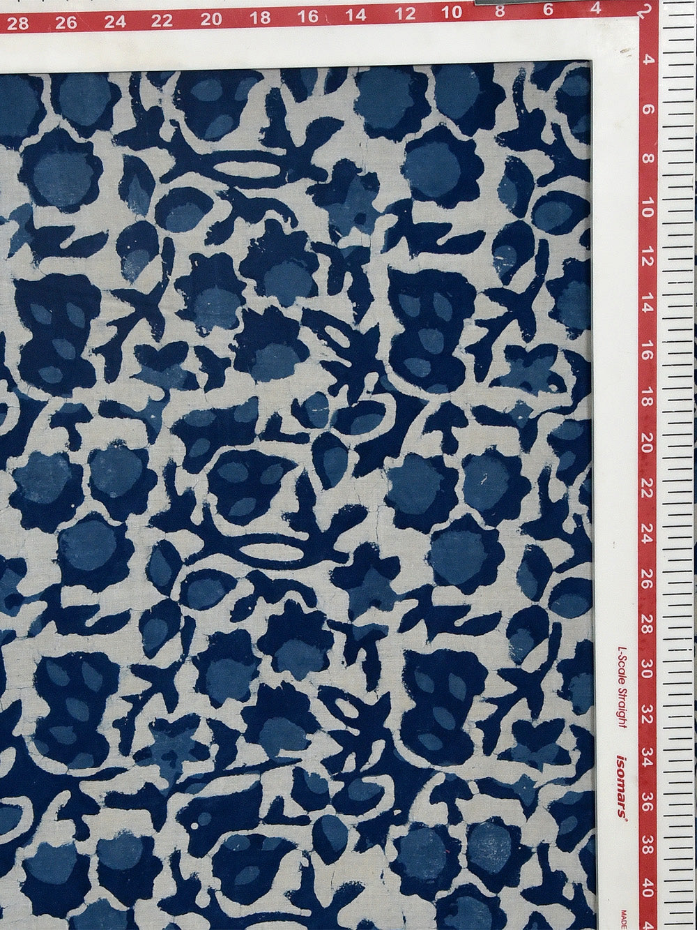 Indigo Daboo Natural Dyed Invert Flower Forage Pattern Cotton Cambric Fabric