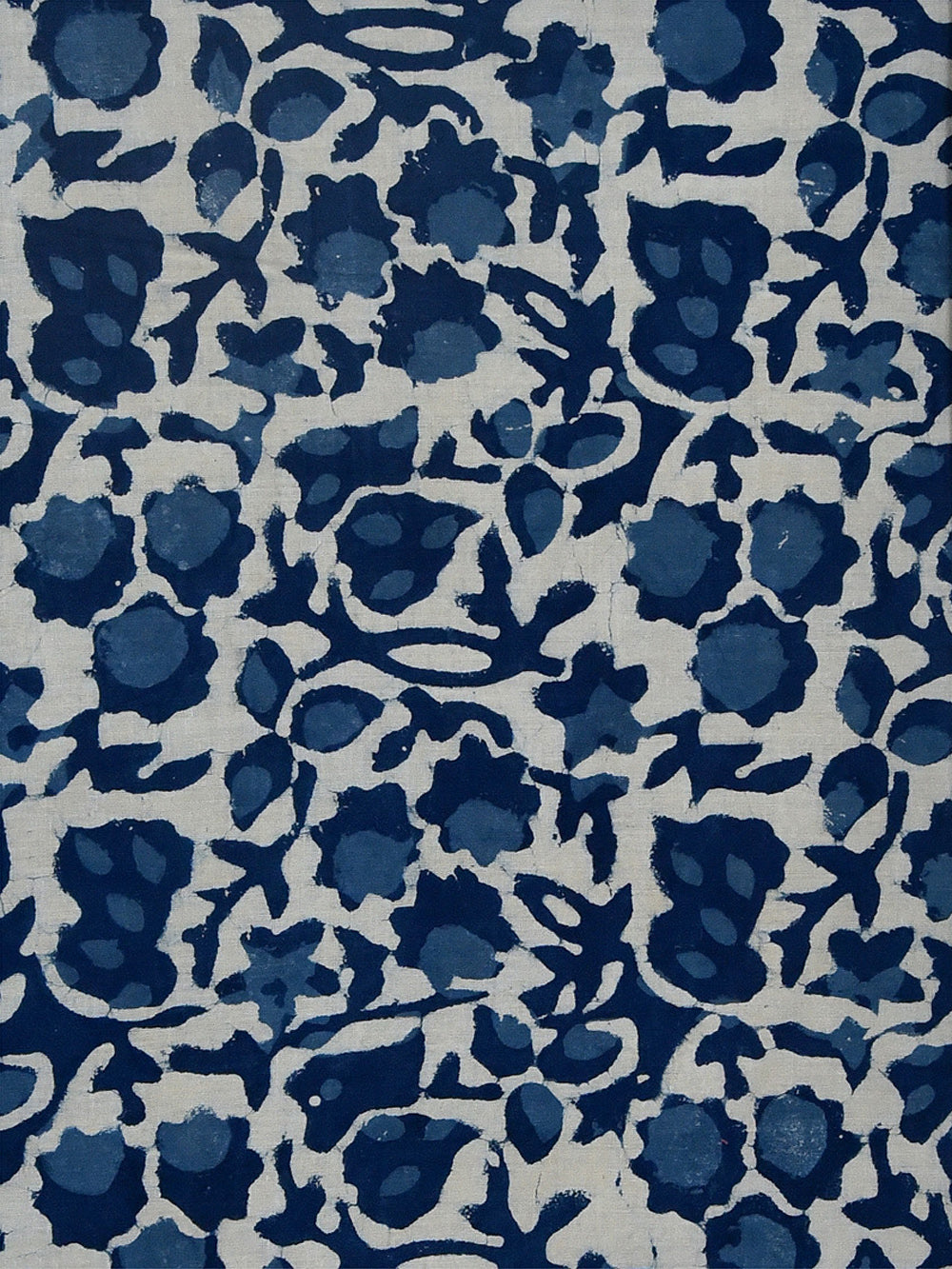 Indigo Daboo Natural Dyed Invert Flower Forage Pattern Cotton Cambric Fabric