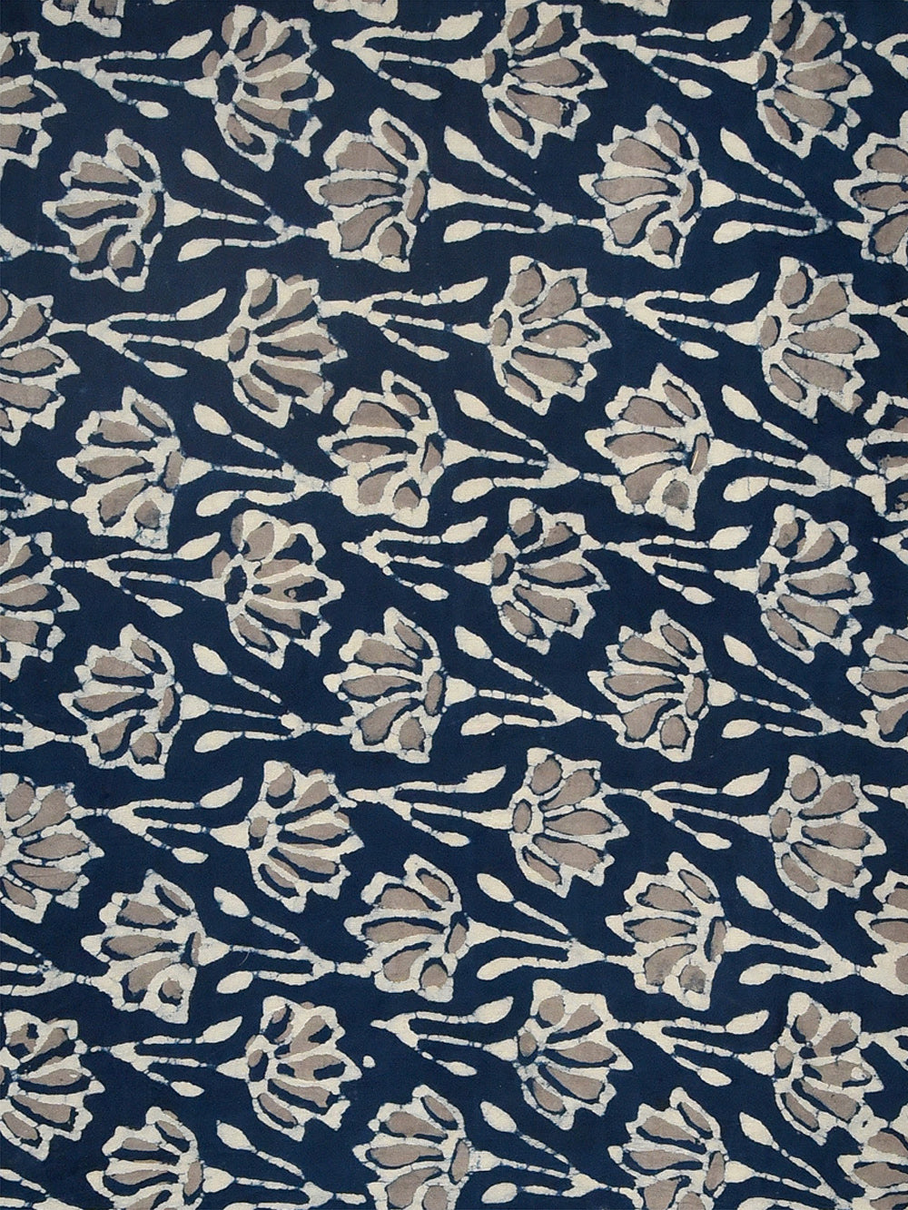 Bagru Natural Dyed Flower Forage Block Pattern Cotton Cambric Fabric main image 0