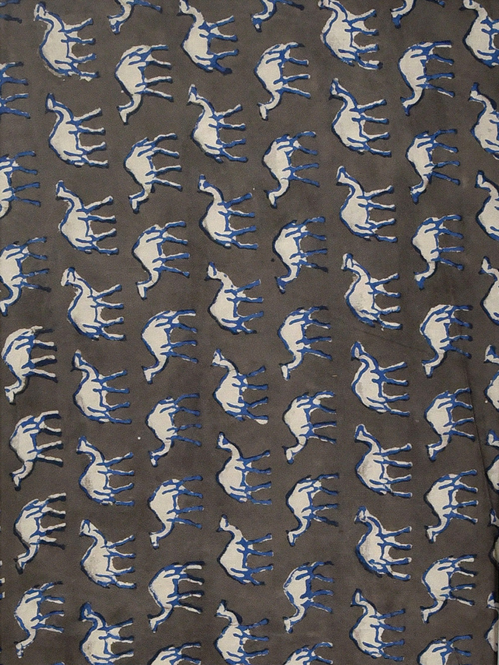 Grey Kashish Mud Resist Daboo Naturally Dyed Oont Camel Animal Pattern Cotton Cambric Fabric