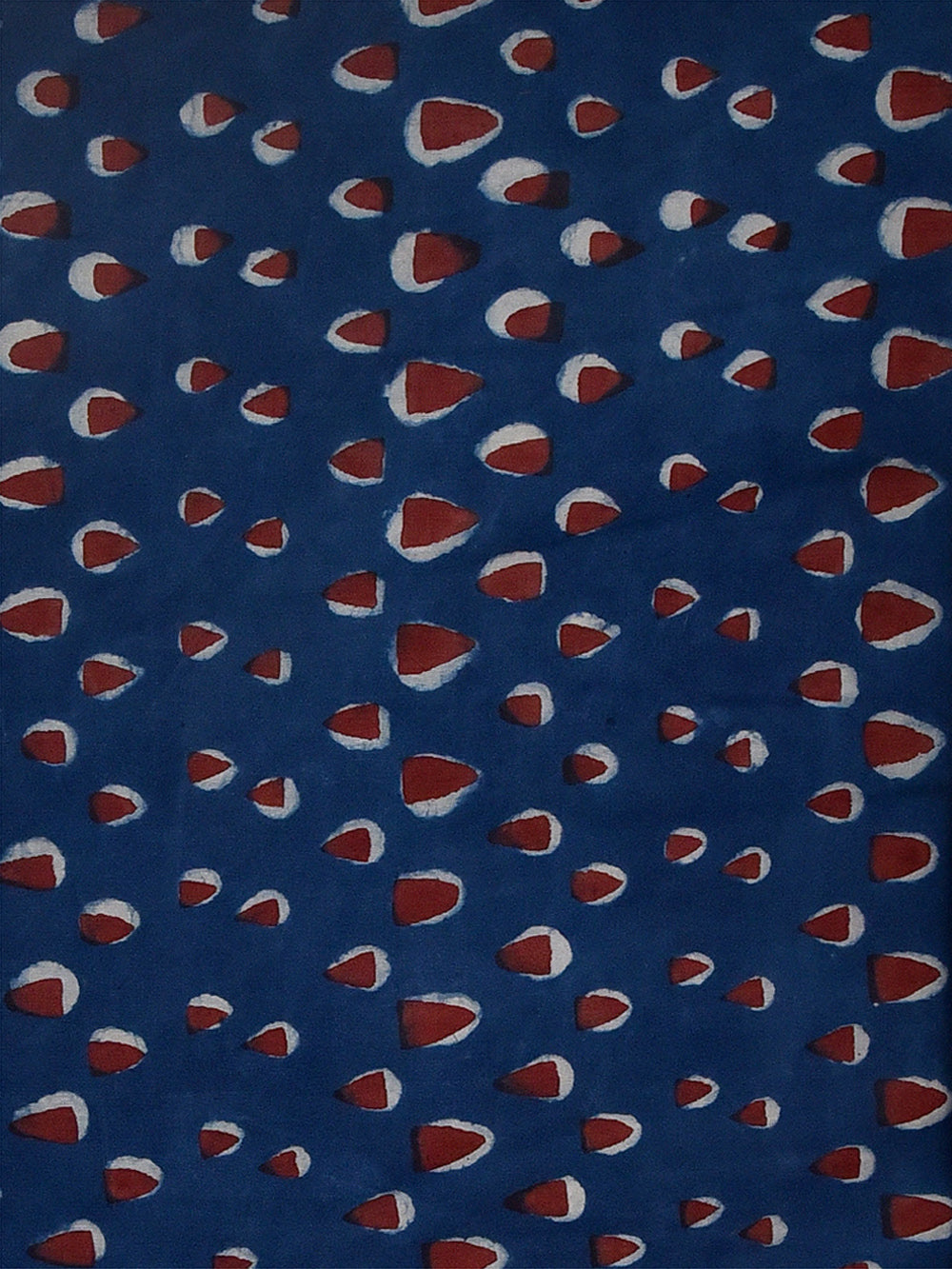 Indigo Dabu Natural Dyed Multi Sized Triangle Pattern Cotton Cambric Fabric
