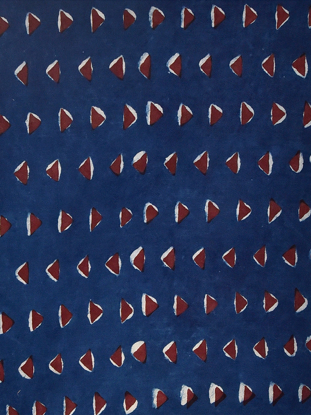 Indigo Daboo Natural Dyed Filled Small Triangles Pattern Cotton Cambric Fabric