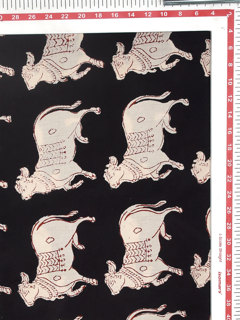 Bagru Black Natural Dyed Grey Nandi Pattern Cotton Cambric Fabric