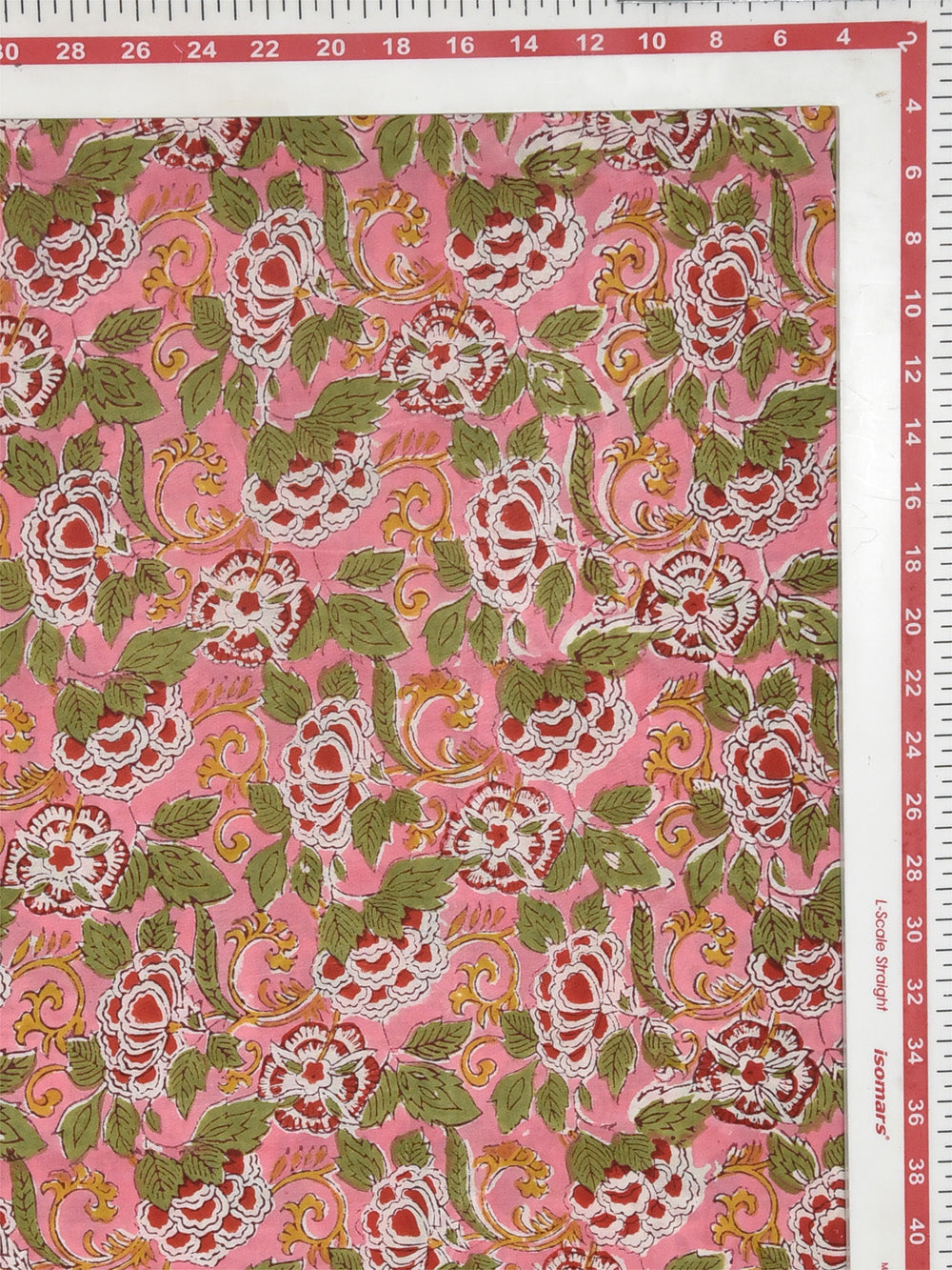 Red Flower Bloom Booti Motif Pattern Cotton Cambric Rapid Sanganeri Fabric