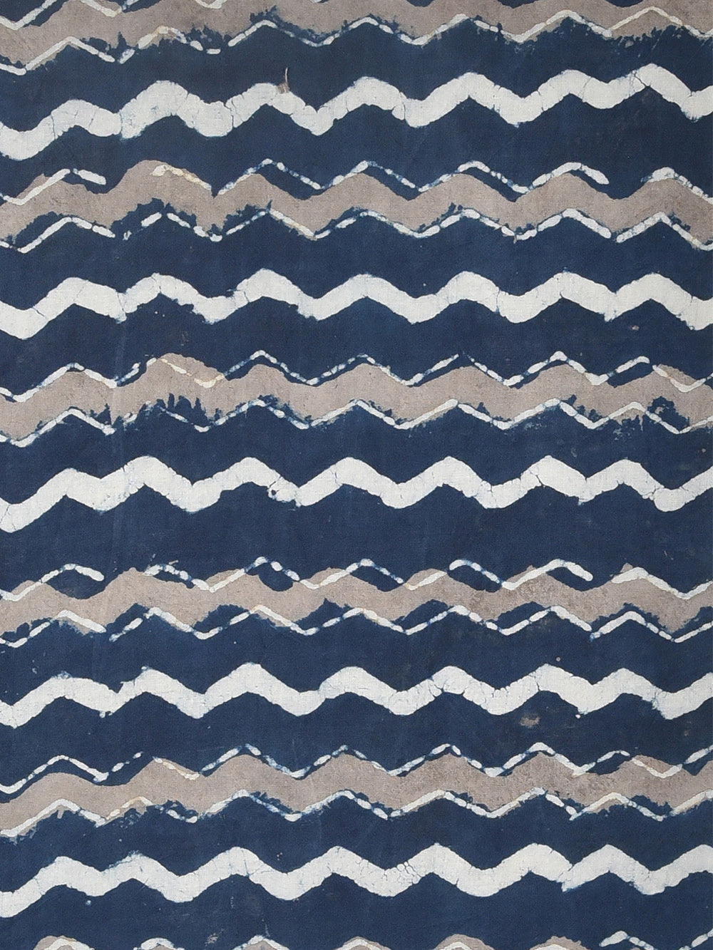 Indigo Daboo Natural Dyed Two Tone ZigZag Pattern Cotton Cambric Fabric
