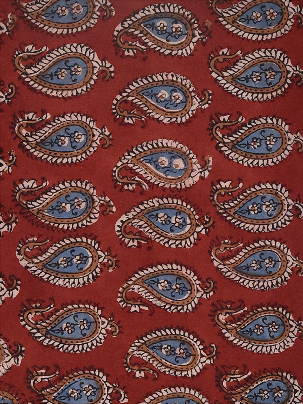 Red Paisley Booti Kalamkari Cotton Cambric Fabric