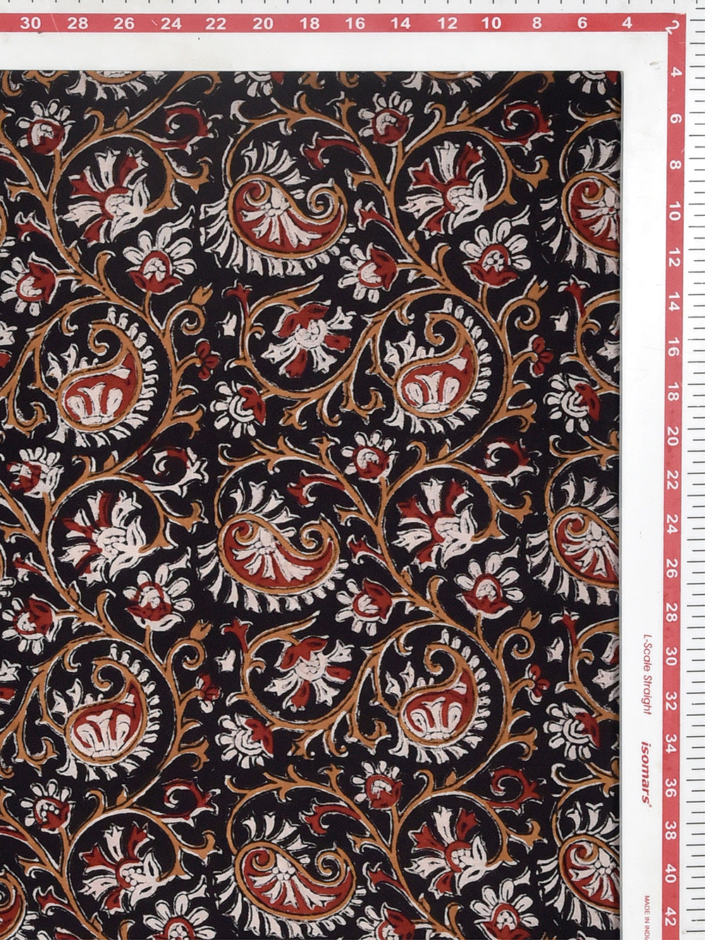 Black Flower Forage Jaal Kalamkari Cotton Cambric Fabric