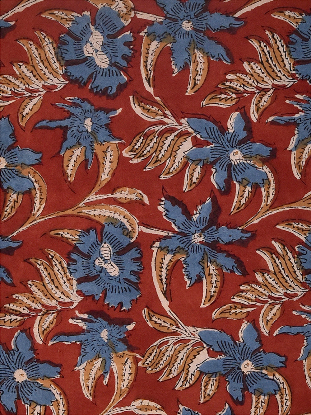 Black Big Paisley Booti Kalamkari Cotton Cambric Fabric