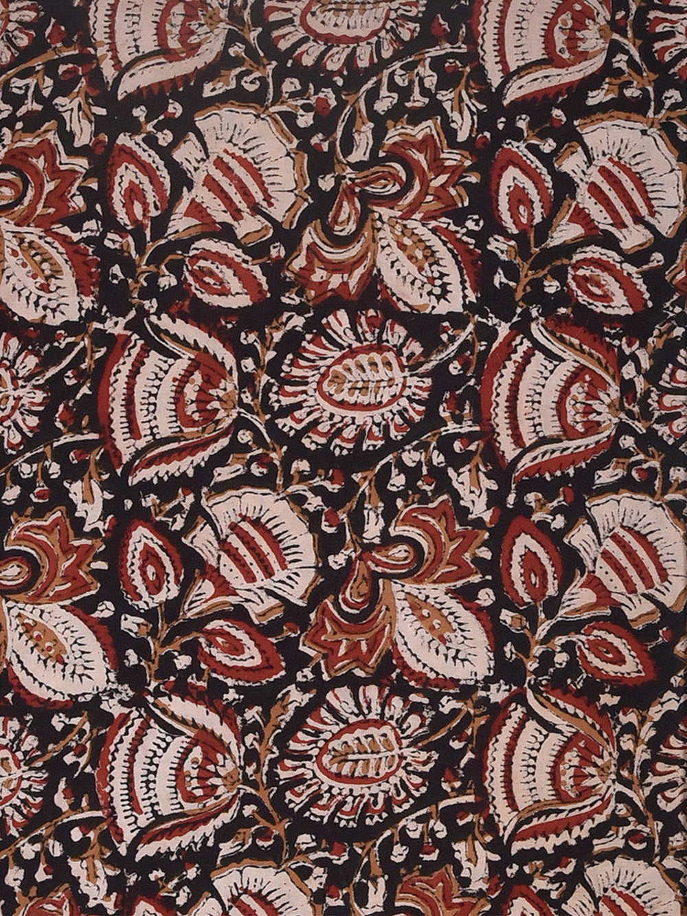 Black Forage Forest Kalamkari Cotton Cambric Fabric