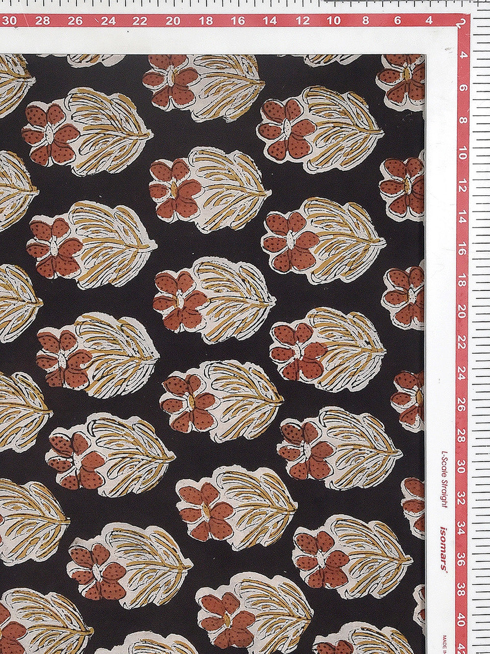 Black Peppy Flower Kalamkari Cotton Cambric Fabric