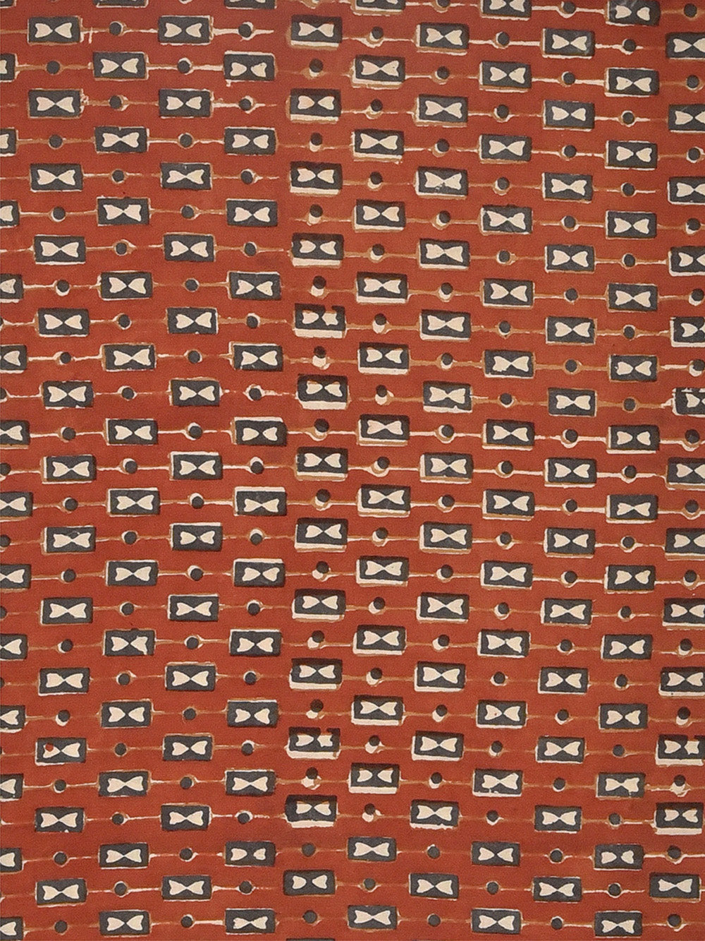 Red Boxed Bowtie Kalamkari Cotton Cambric Fabric