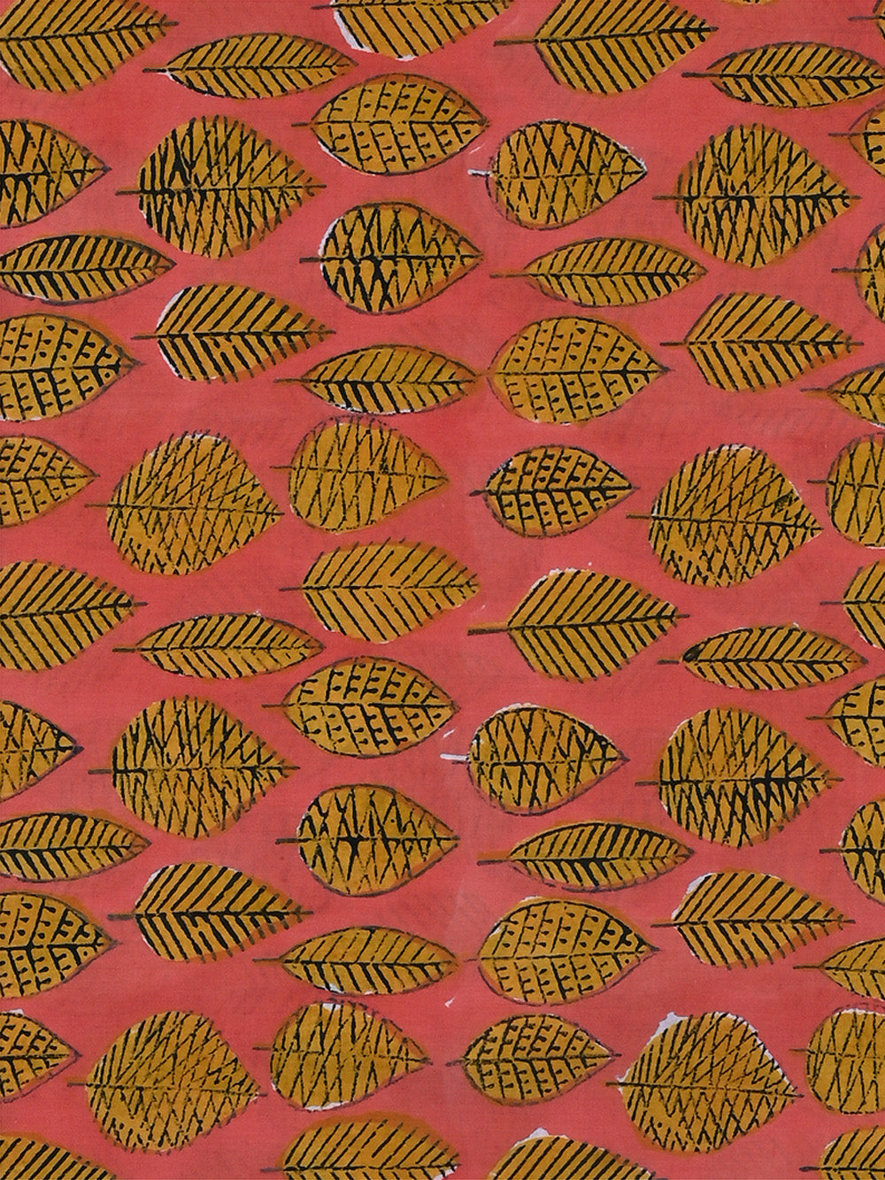 Brown Multiple Leaves Pattern Rapid Sanganeri Fabric