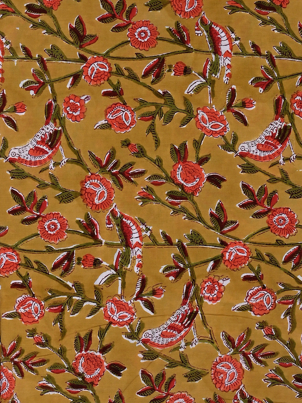 Sea Blue Summer Garden Forage Hand Block Print Cotton Cambric Rapid Sanganeri Fabric main image 1