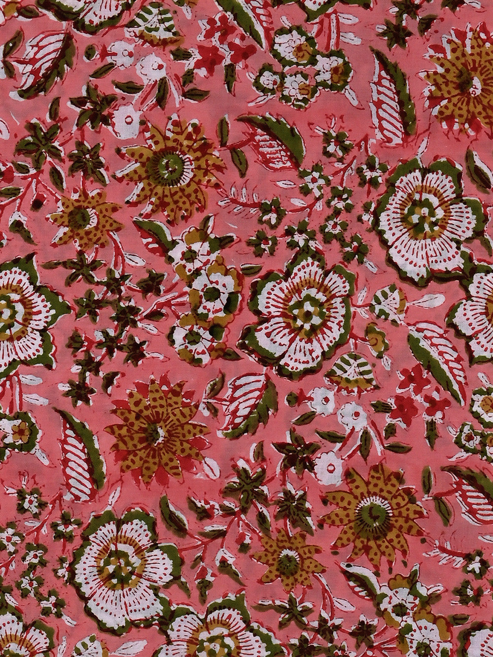 Pink Anokhi Chintz Pomegranate Flower Forage Pattern Cotton Cambric Sanganeri Rapid Fabric main image 1