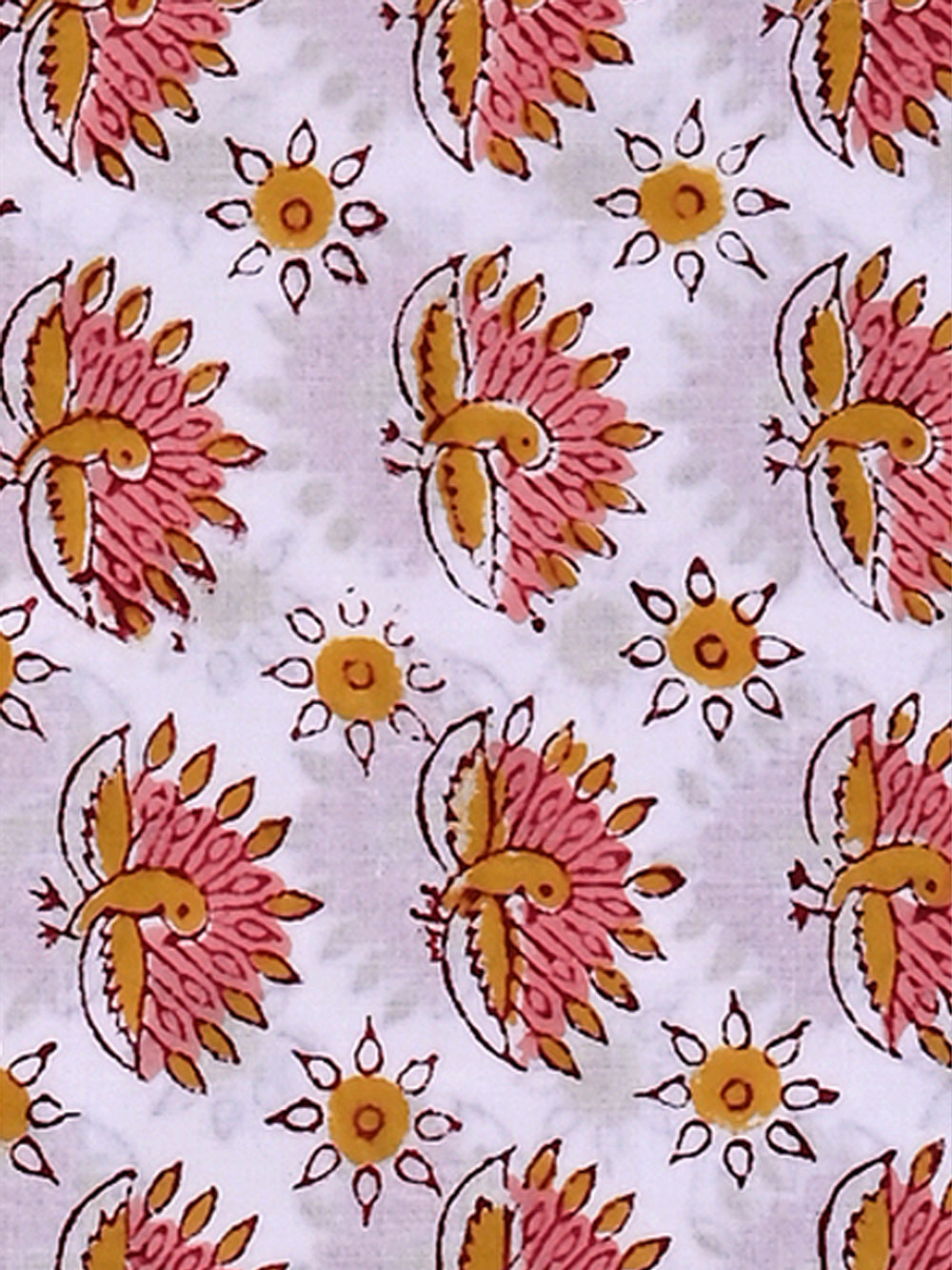 Peach Pink Peacock Pattern Rapid Cotton Cambric Fabrics