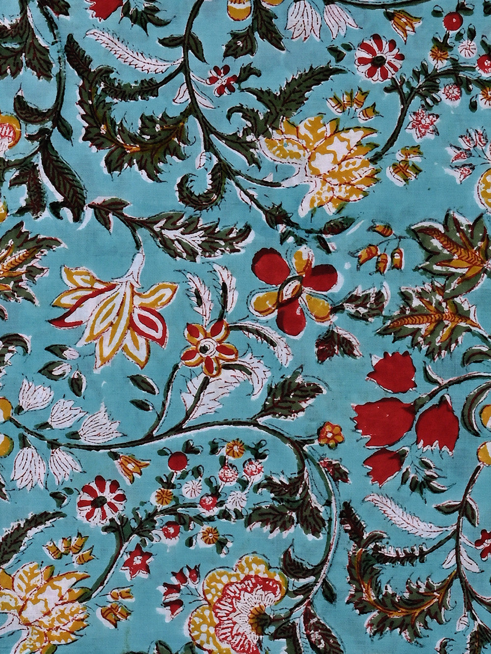 Peach Desert Seaweed Wave Forage Cotton Cambric Sanganeri Hand Block Printed Fabric main image 0