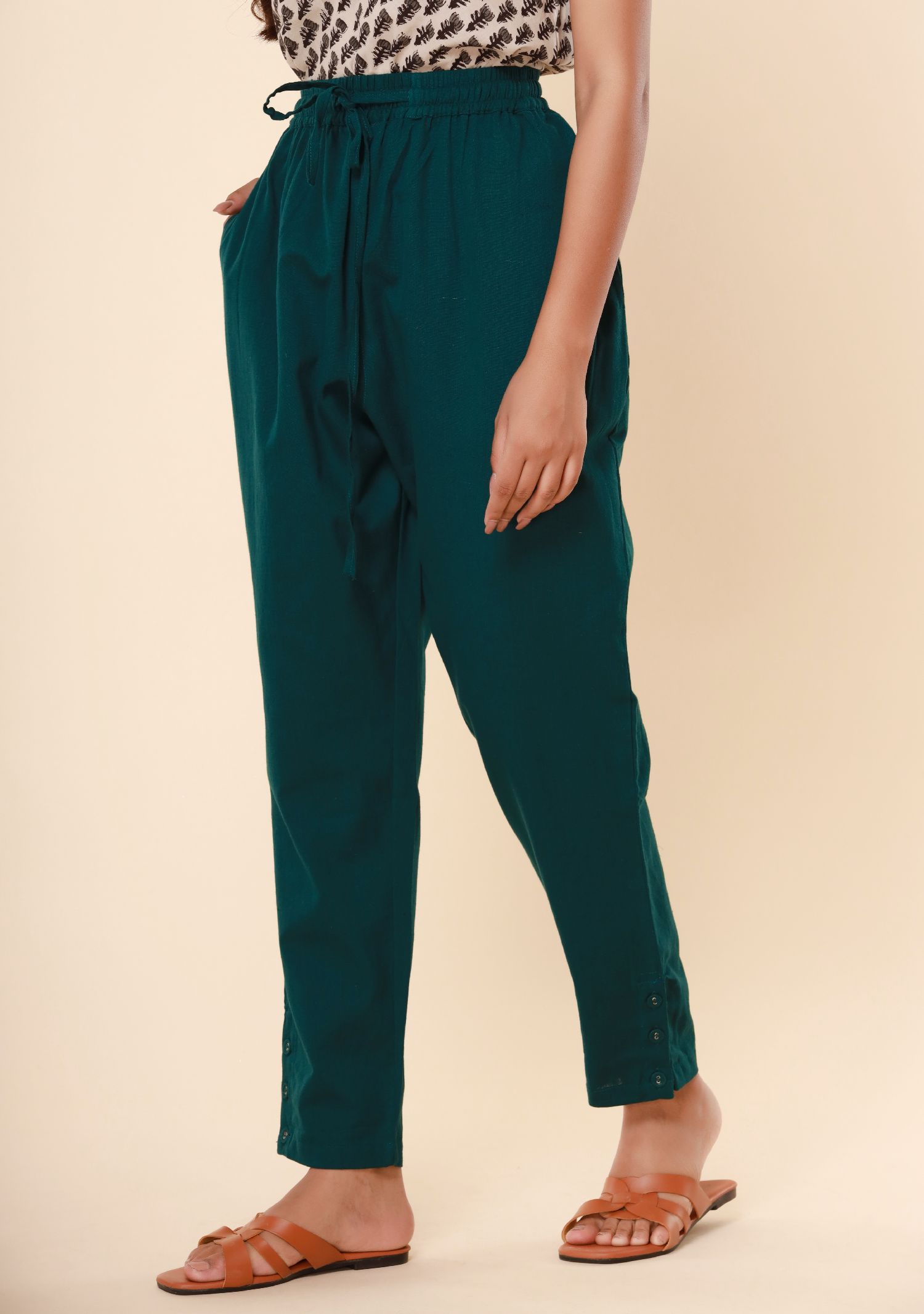 Dark Green Cotton Flex Jodhpuri Pants