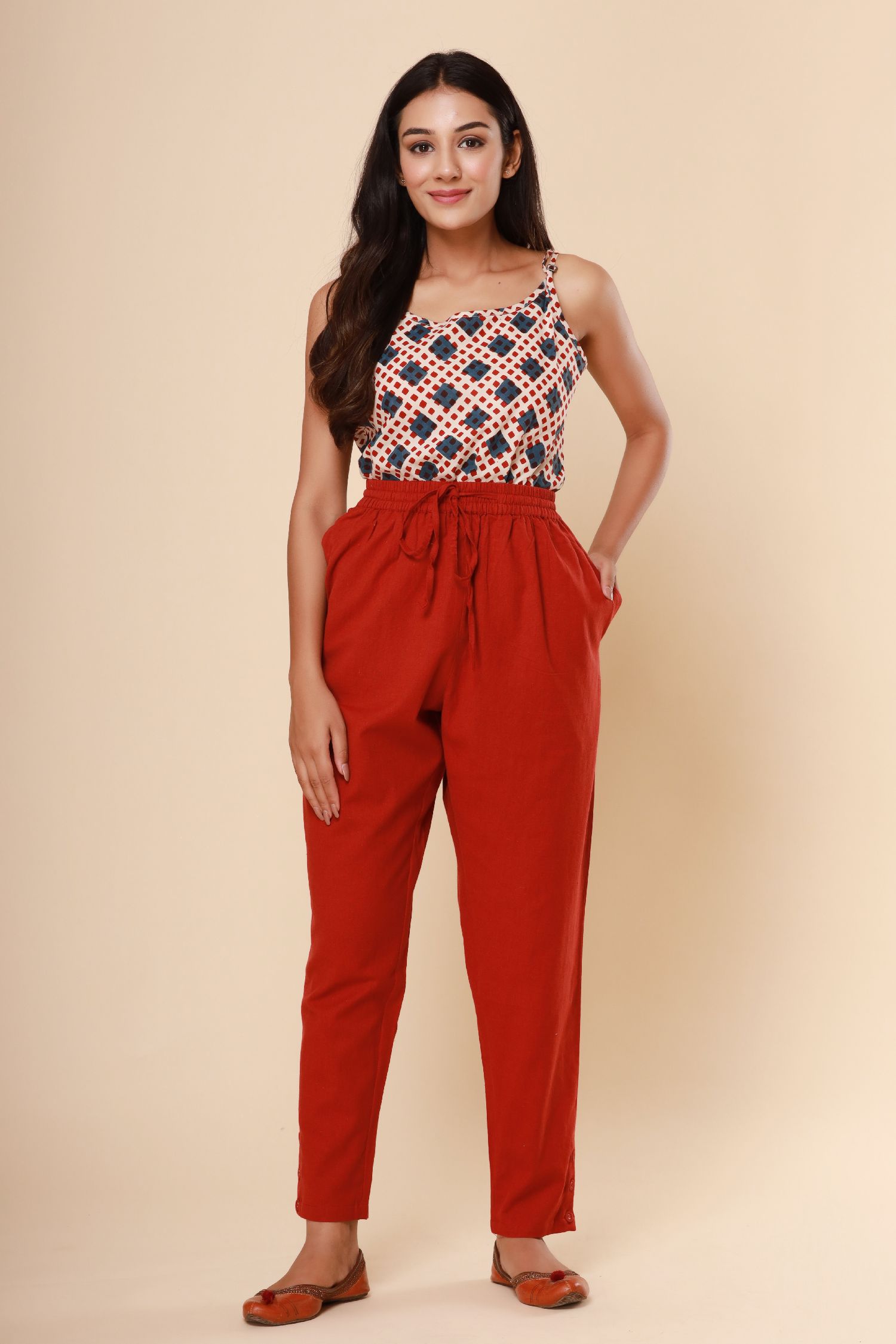 Dark Red Cotton Flex Jodhpuri Pants