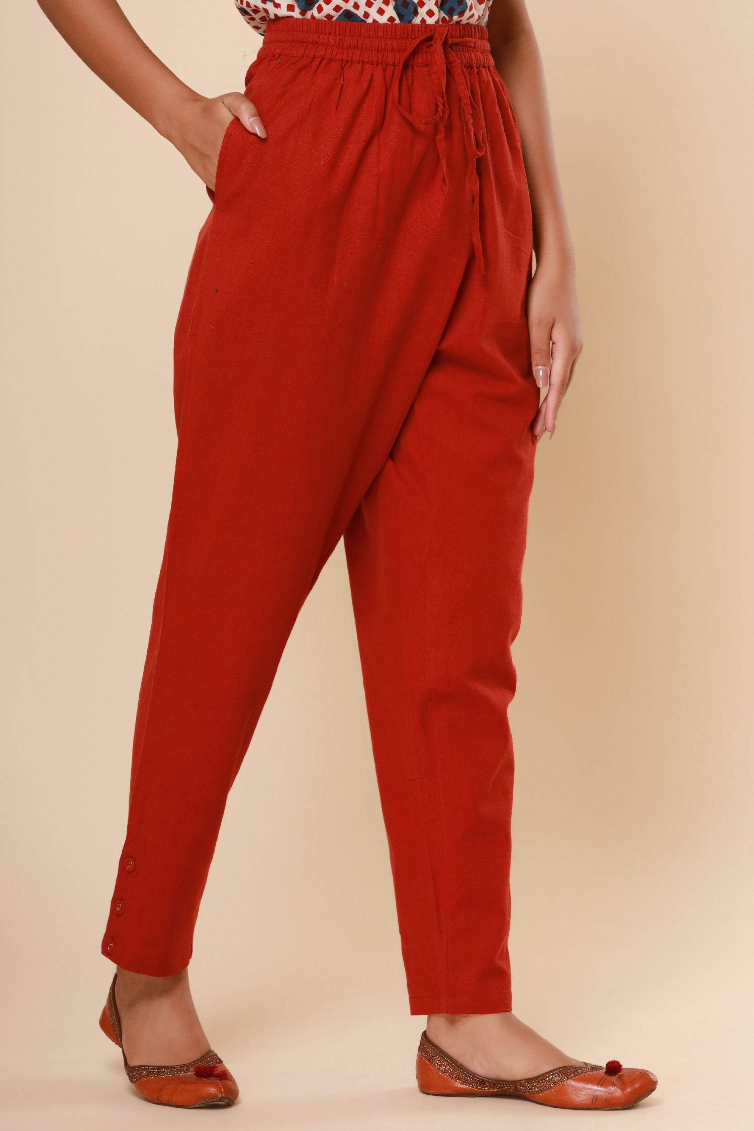 Dark Red Cotton Flex Jodhpuri Pants