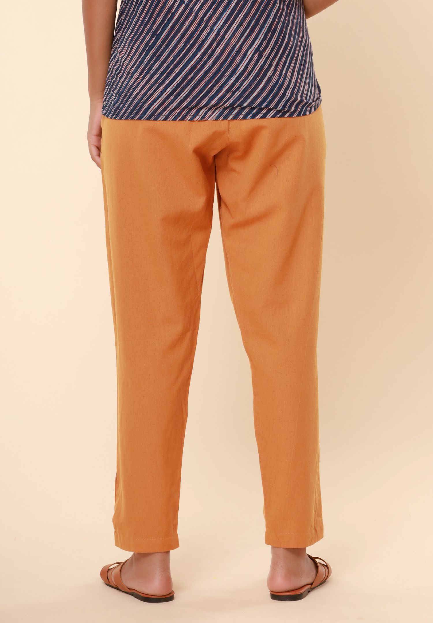 Ochre Yellow Cotton Flex Jodhpuri Pants
