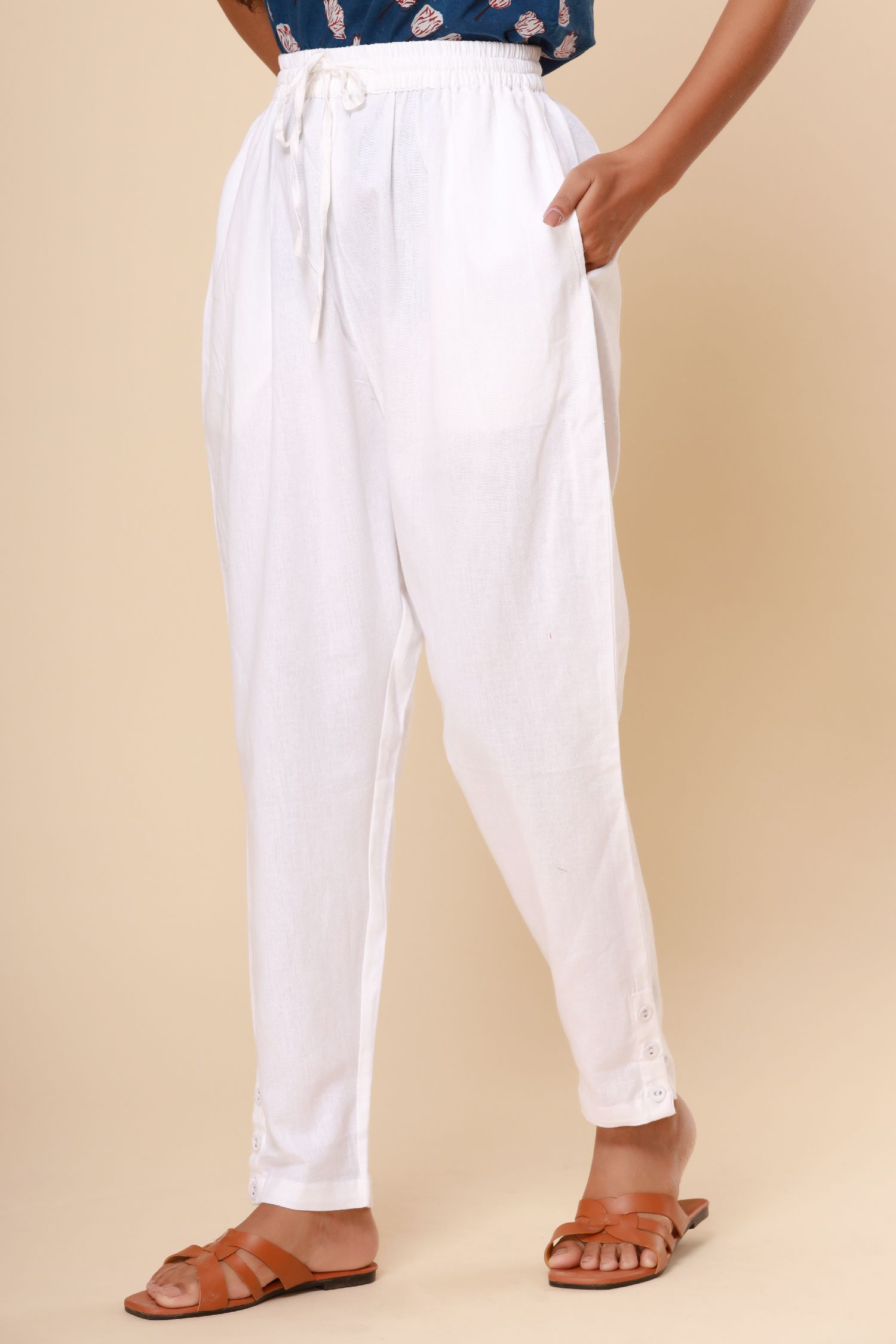 Pure White Cotton Flex Jodhpuri Pants