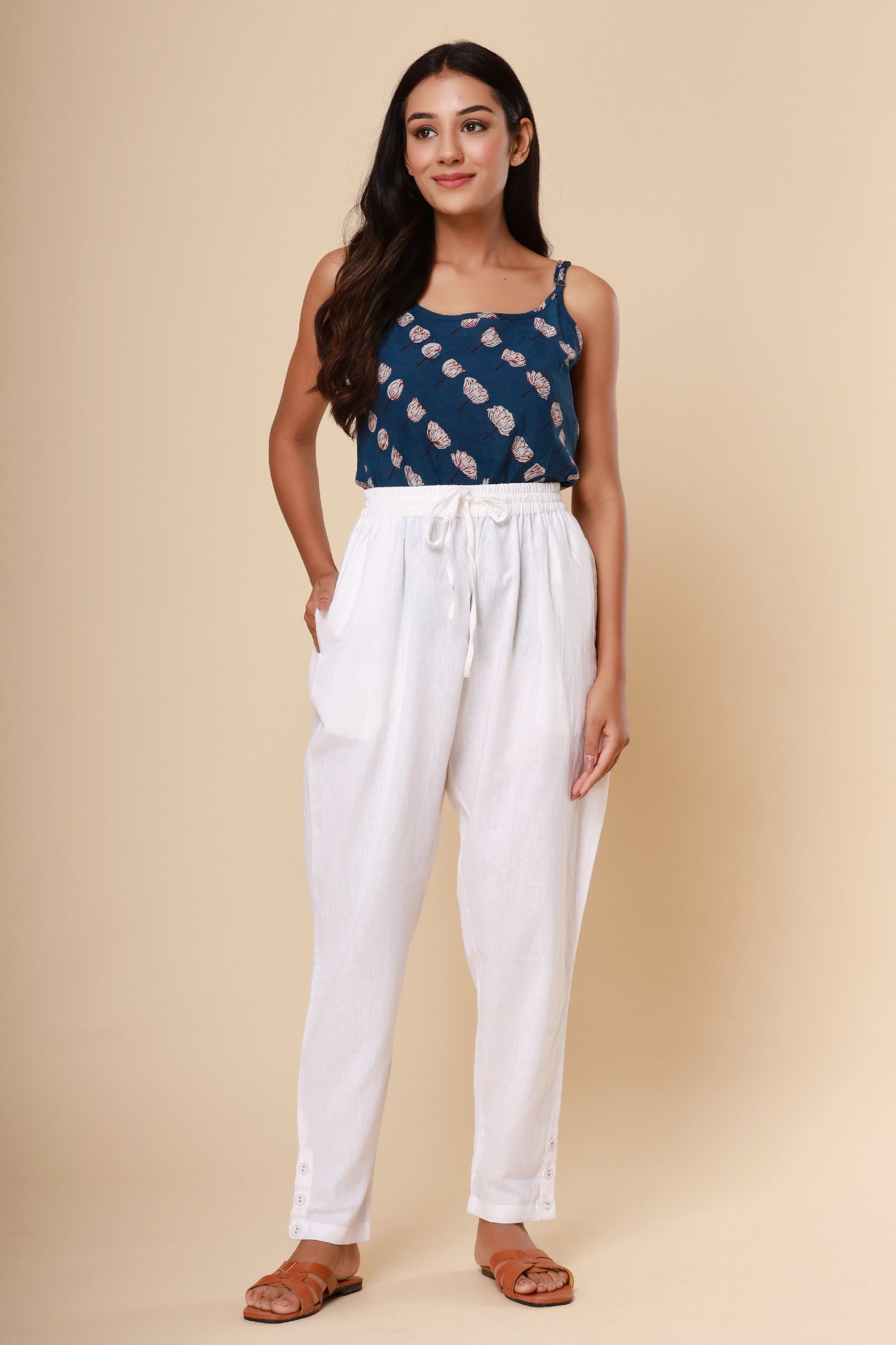 Pure White Cotton Flex Jodhpuri Pants