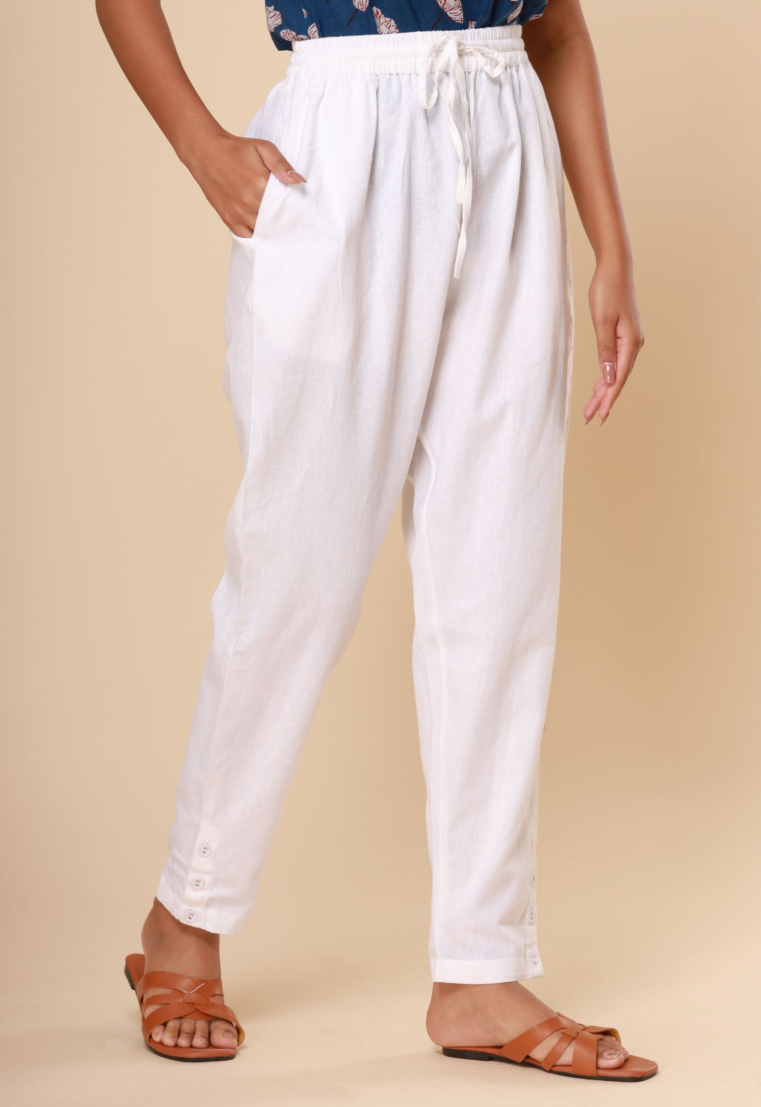 Pure White Cotton Flex Jodhpuri Pants