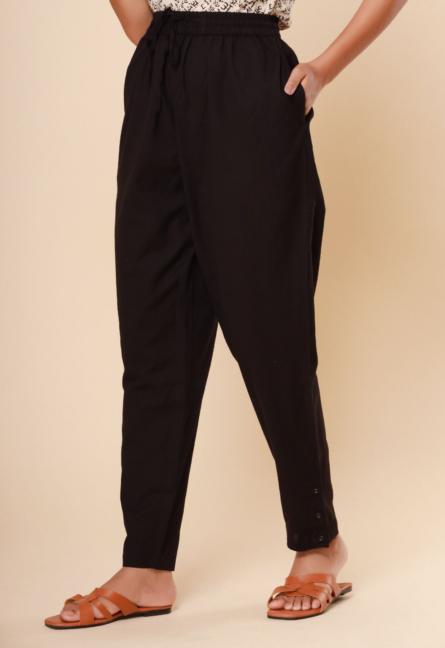 Black Cotton Flex Jodhpuri Pants