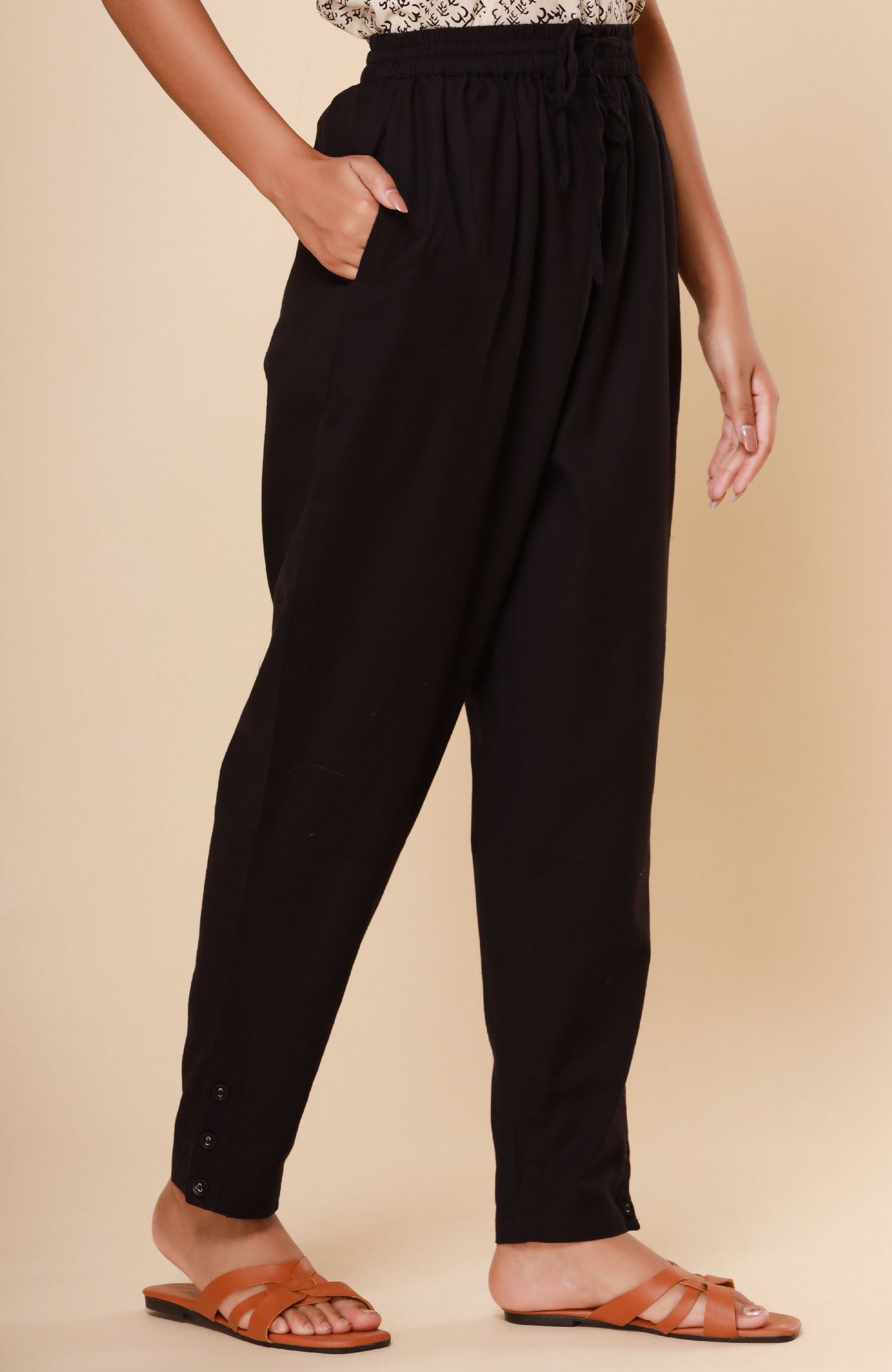 Black Cotton Flex Jodhpuri Pants