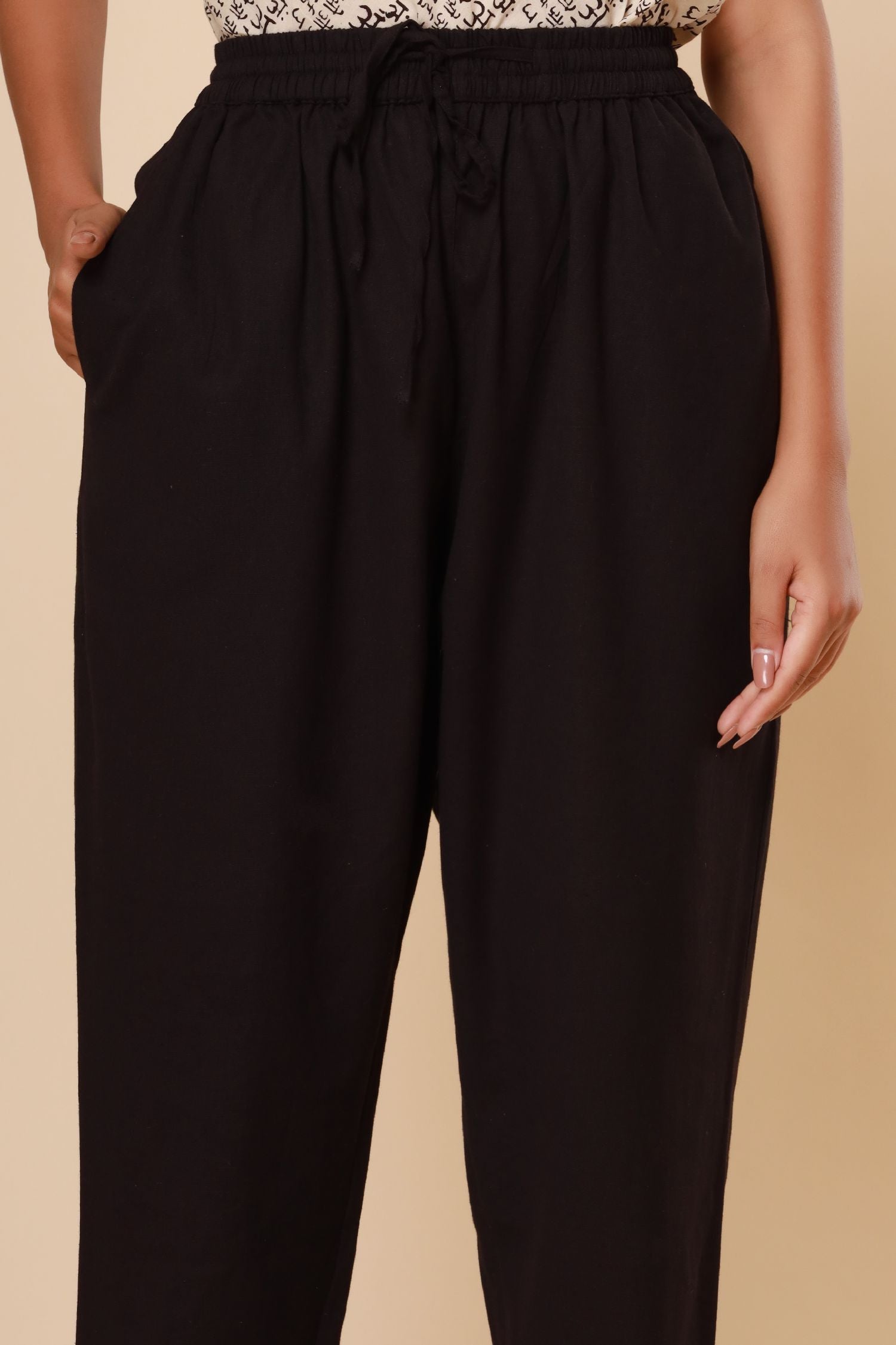 Black Cotton Flex Jodhpuri Pants