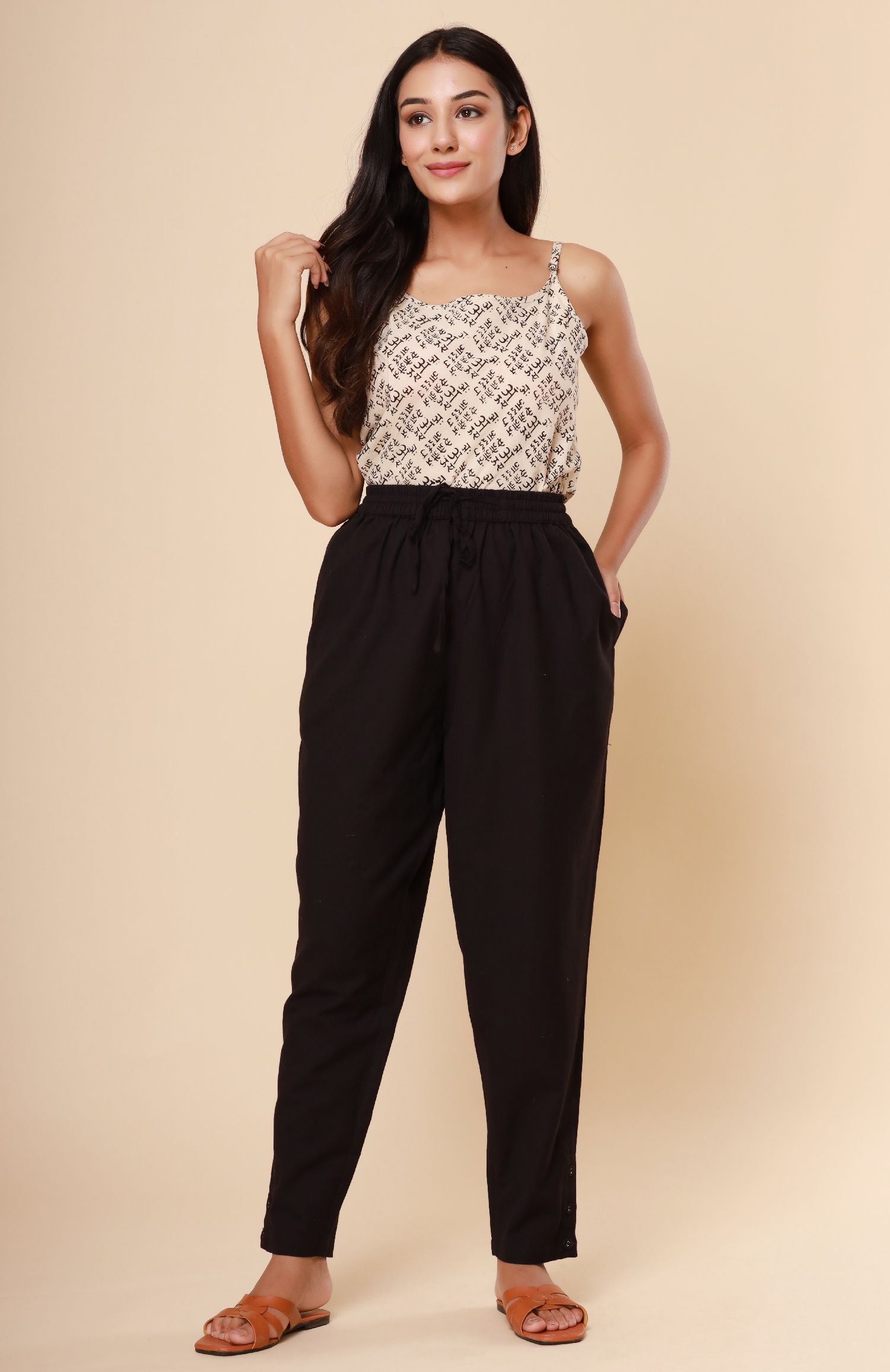 Black Cotton Flex Jodhpuri Pants