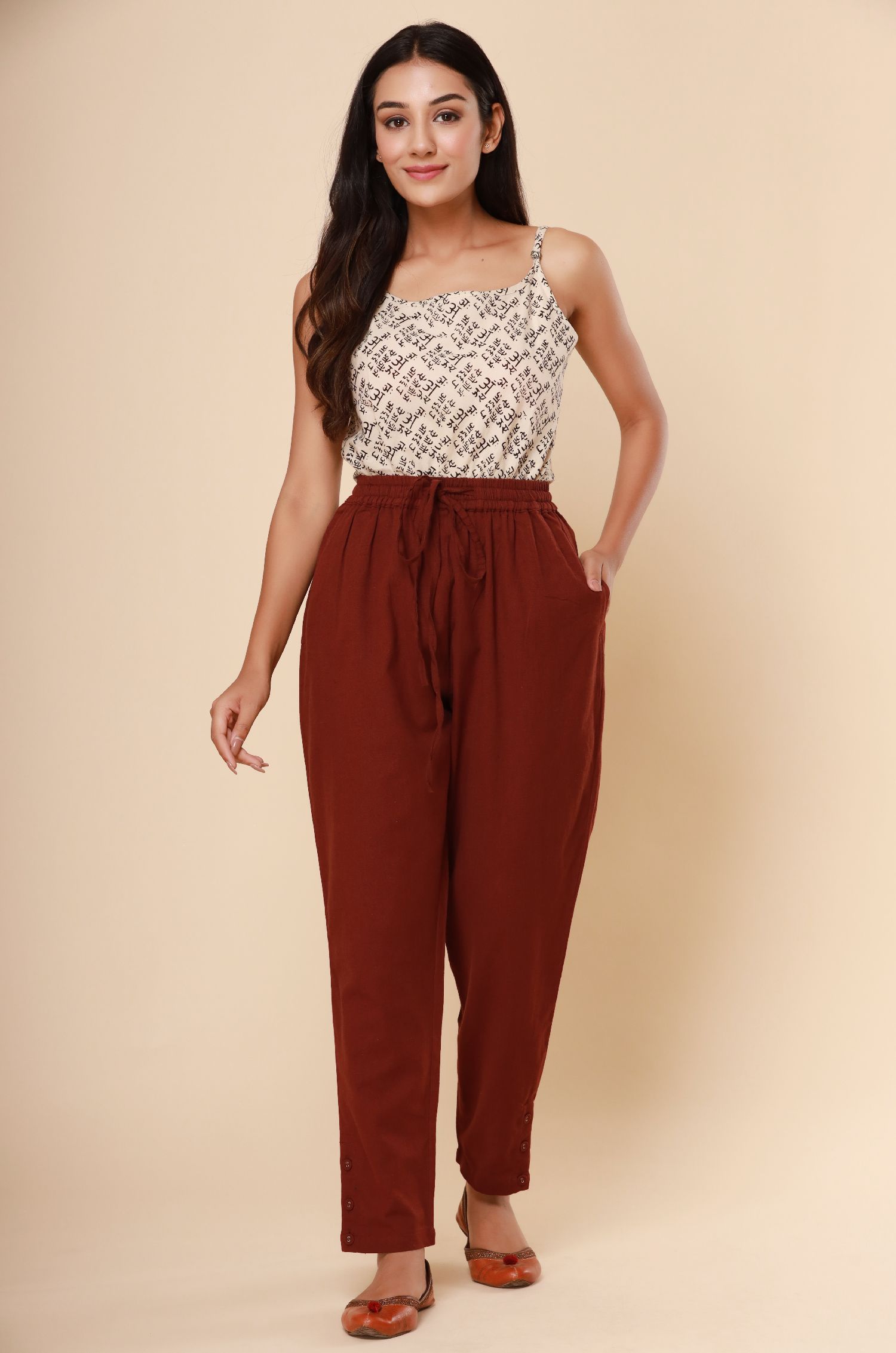 Brown Cotton Flex Jodhpuri Pants