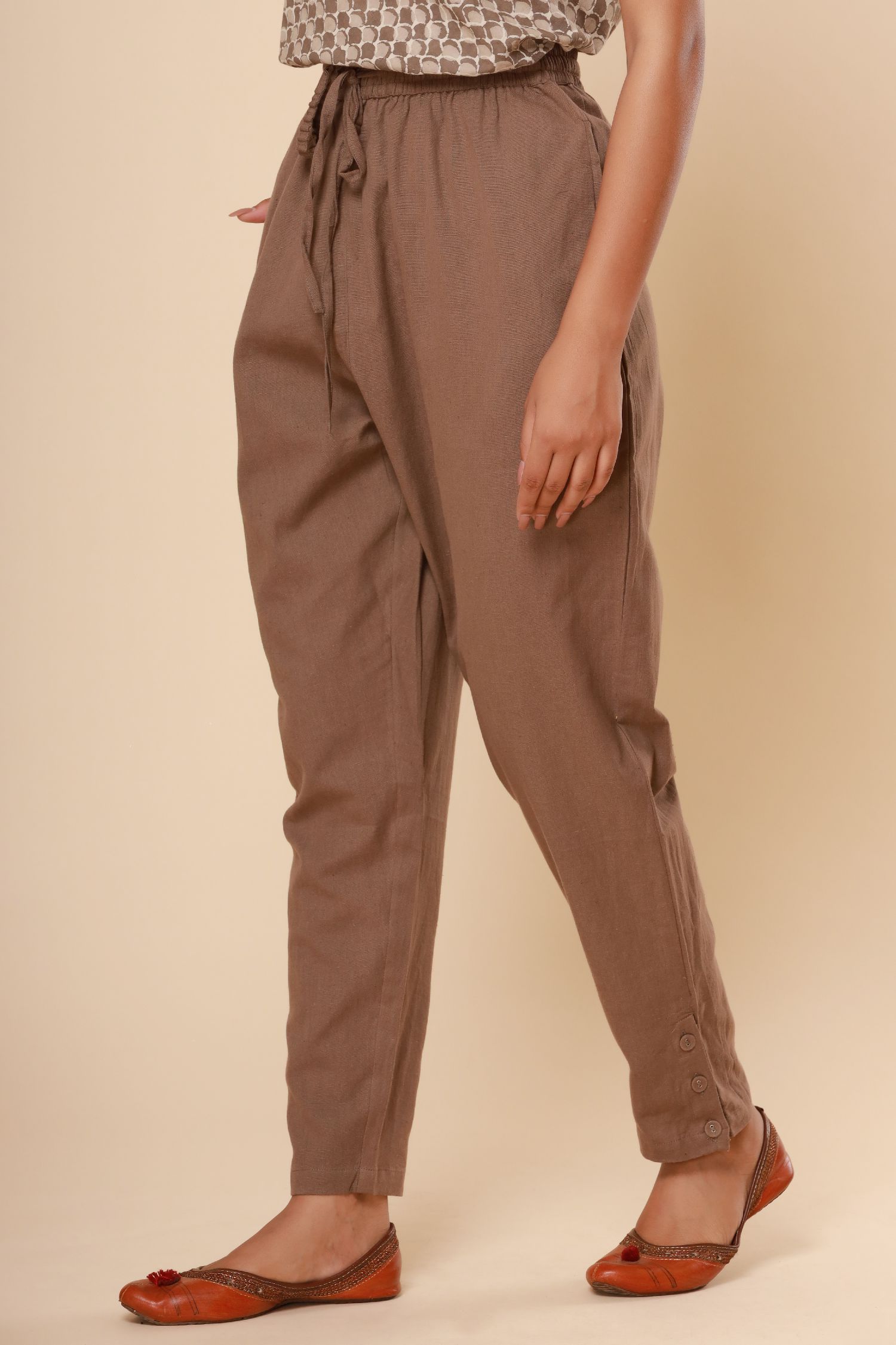 Bagru Brownish Grey Cotton Flex Jodhpuri Pants