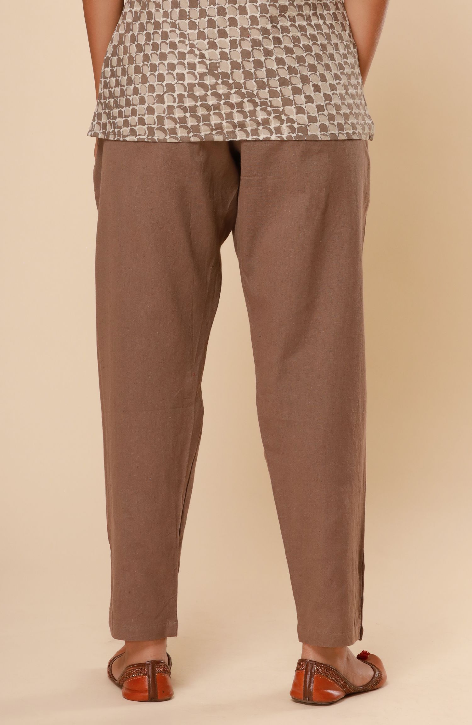 Bagru Brownish Grey Cotton Flex Jodhpuri Pants