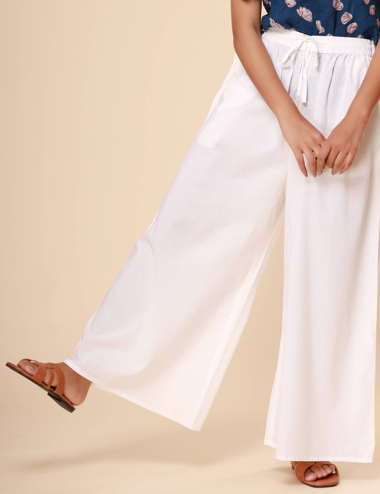 Pure White Cotton Cambric Palazzo