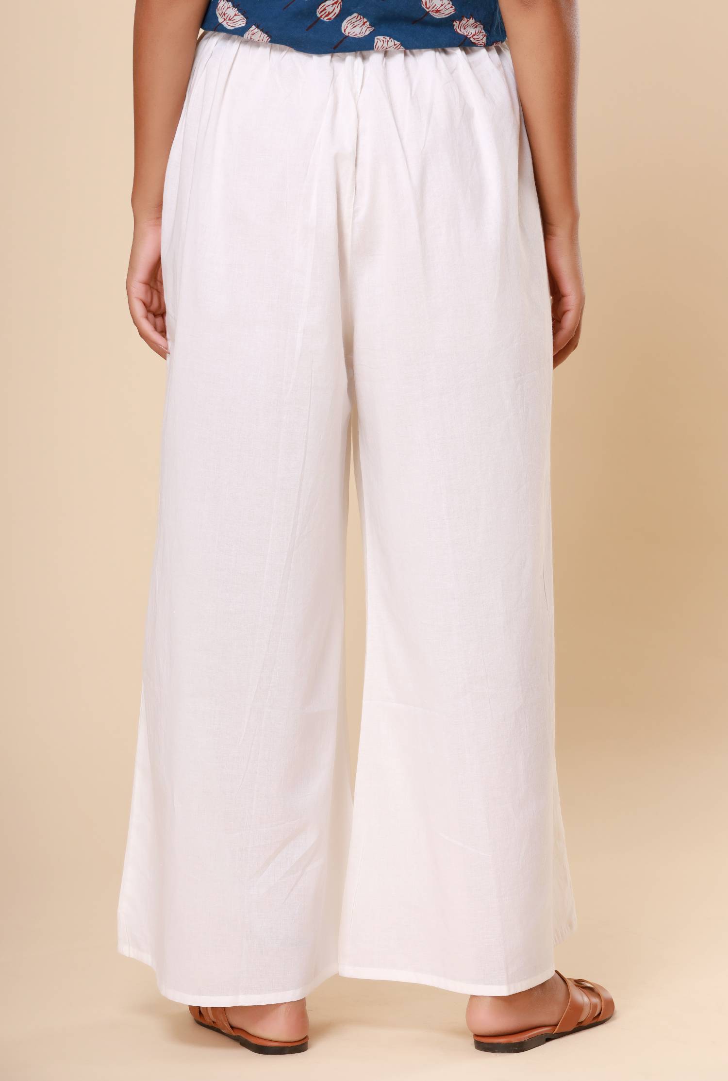 Pure White Cotton Cambric Palazzo