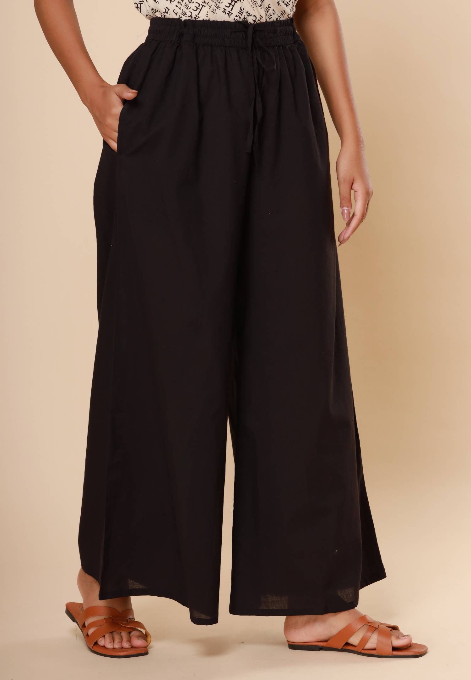 Black Cotton Cambric Palazzo