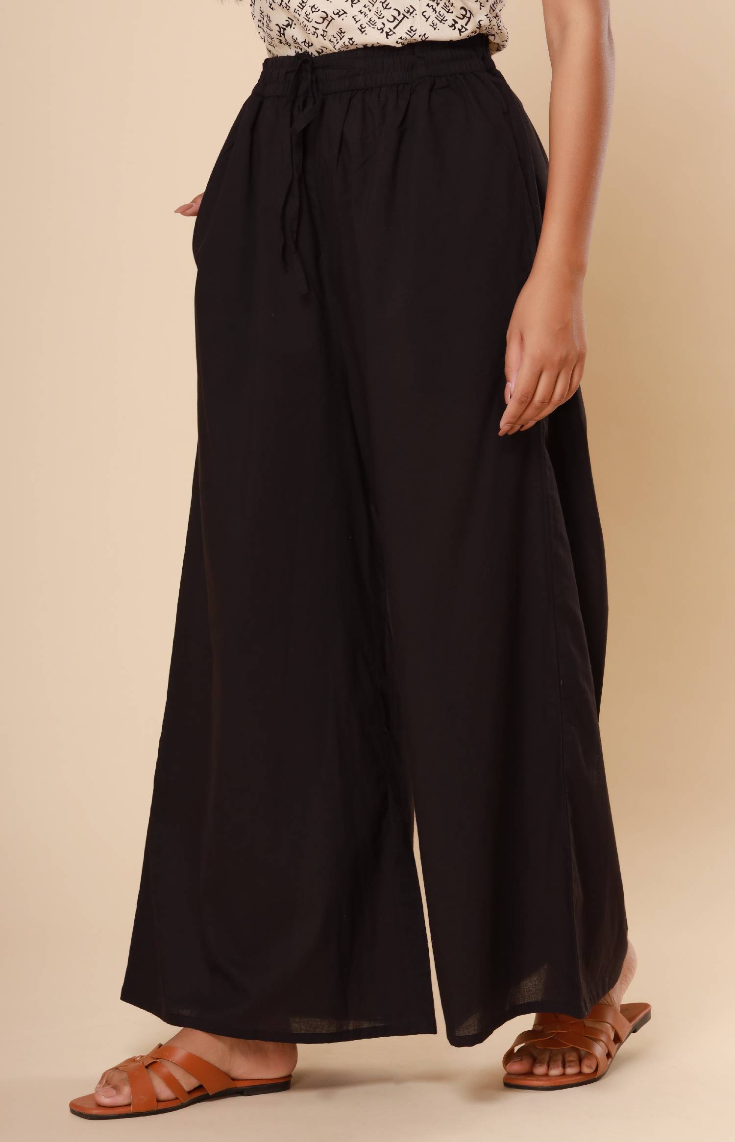 Black Cotton Cambric Palazzo