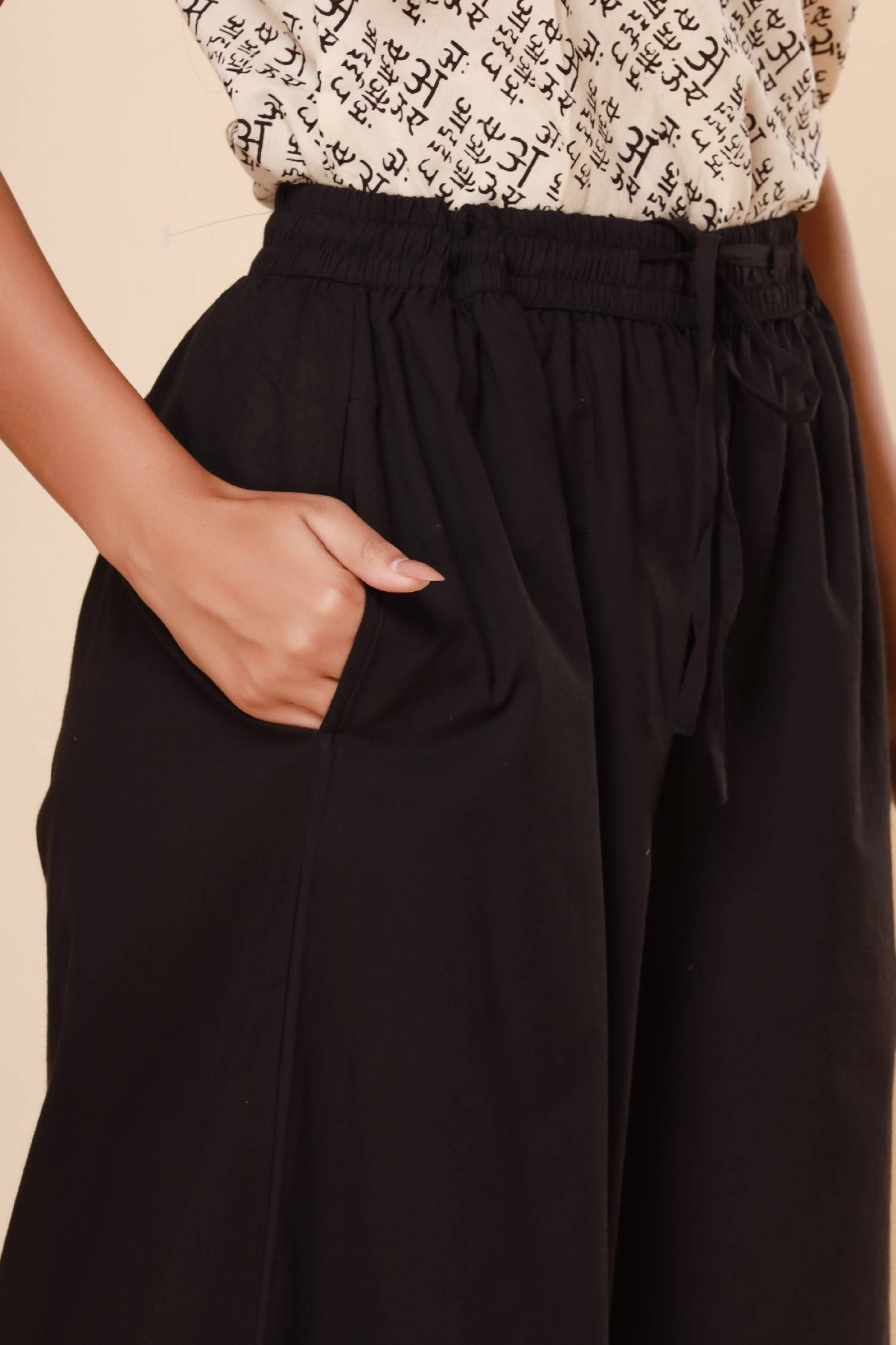 Black Cotton Cambric Palazzo