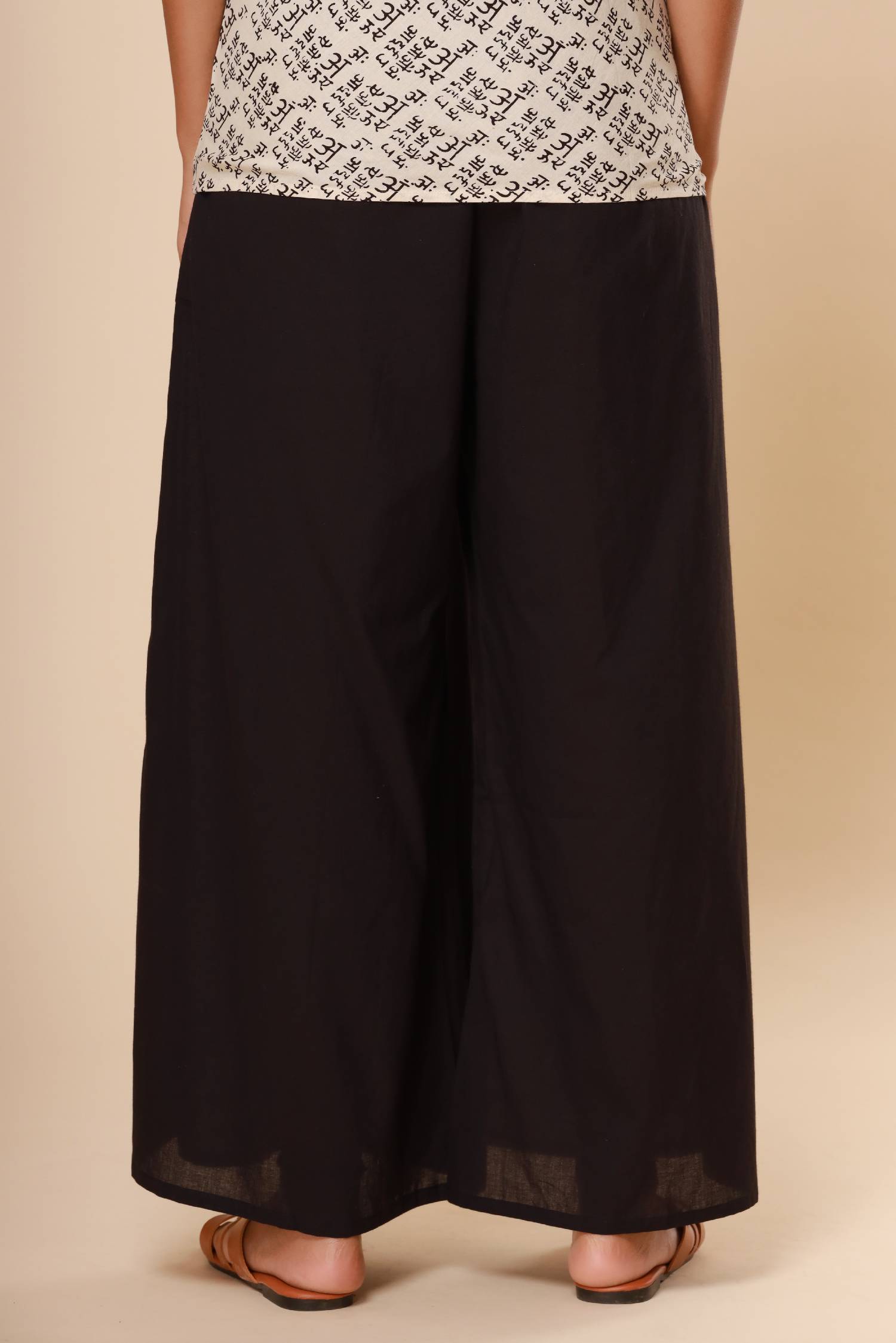 Black Cotton Cambric Palazzo
