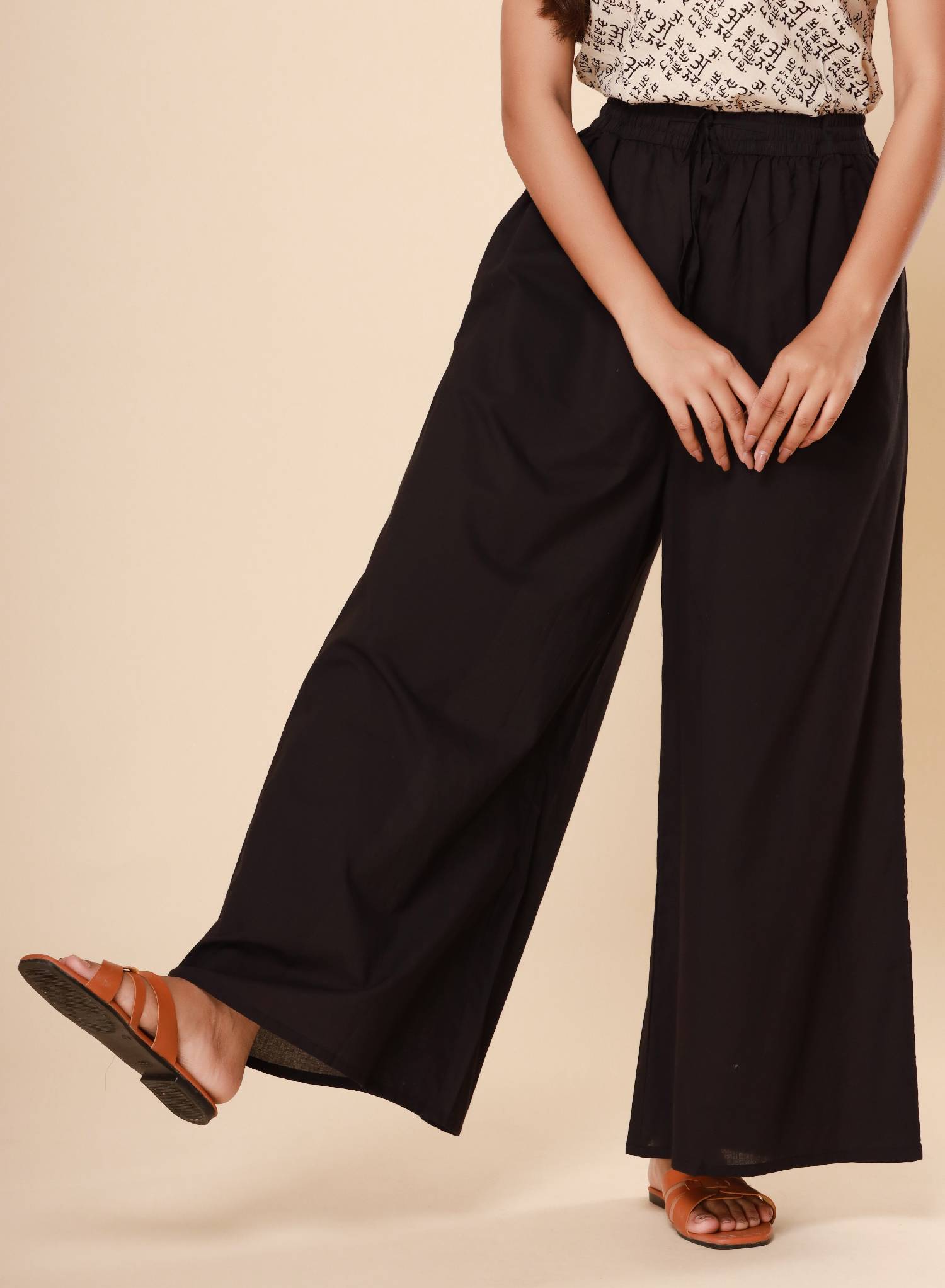 Black Cotton Cambric Palazzo