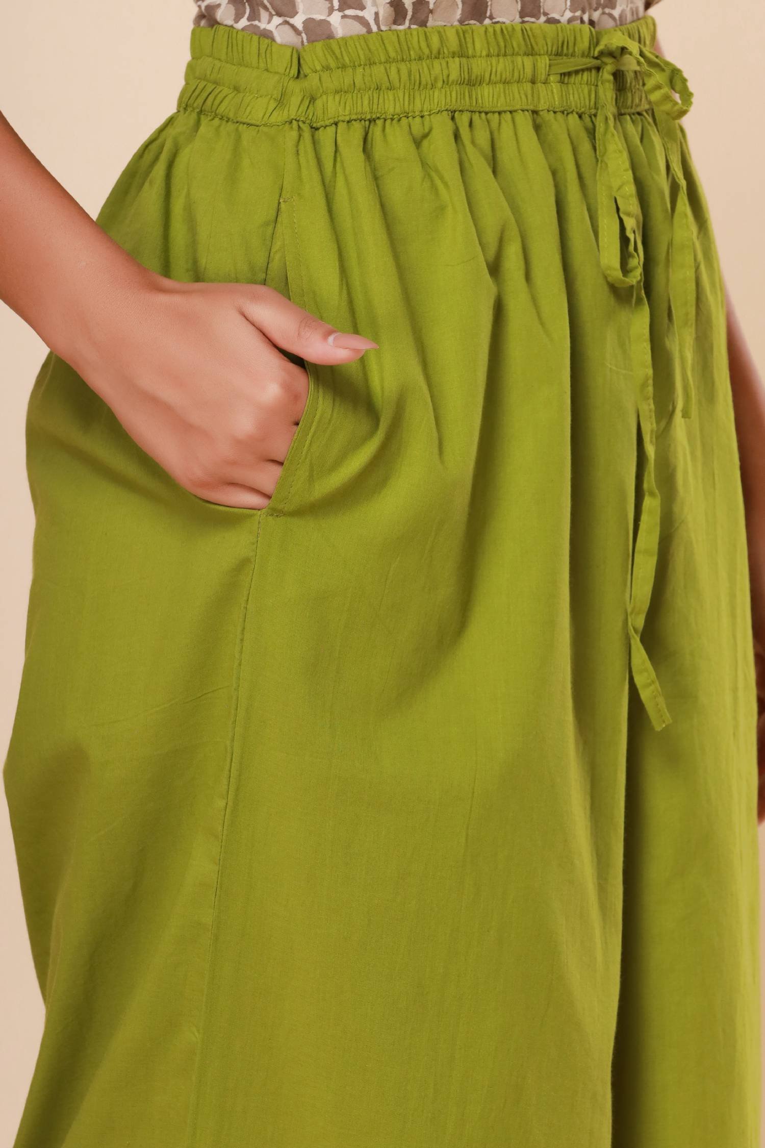Green Cotton Cambric Palazzo