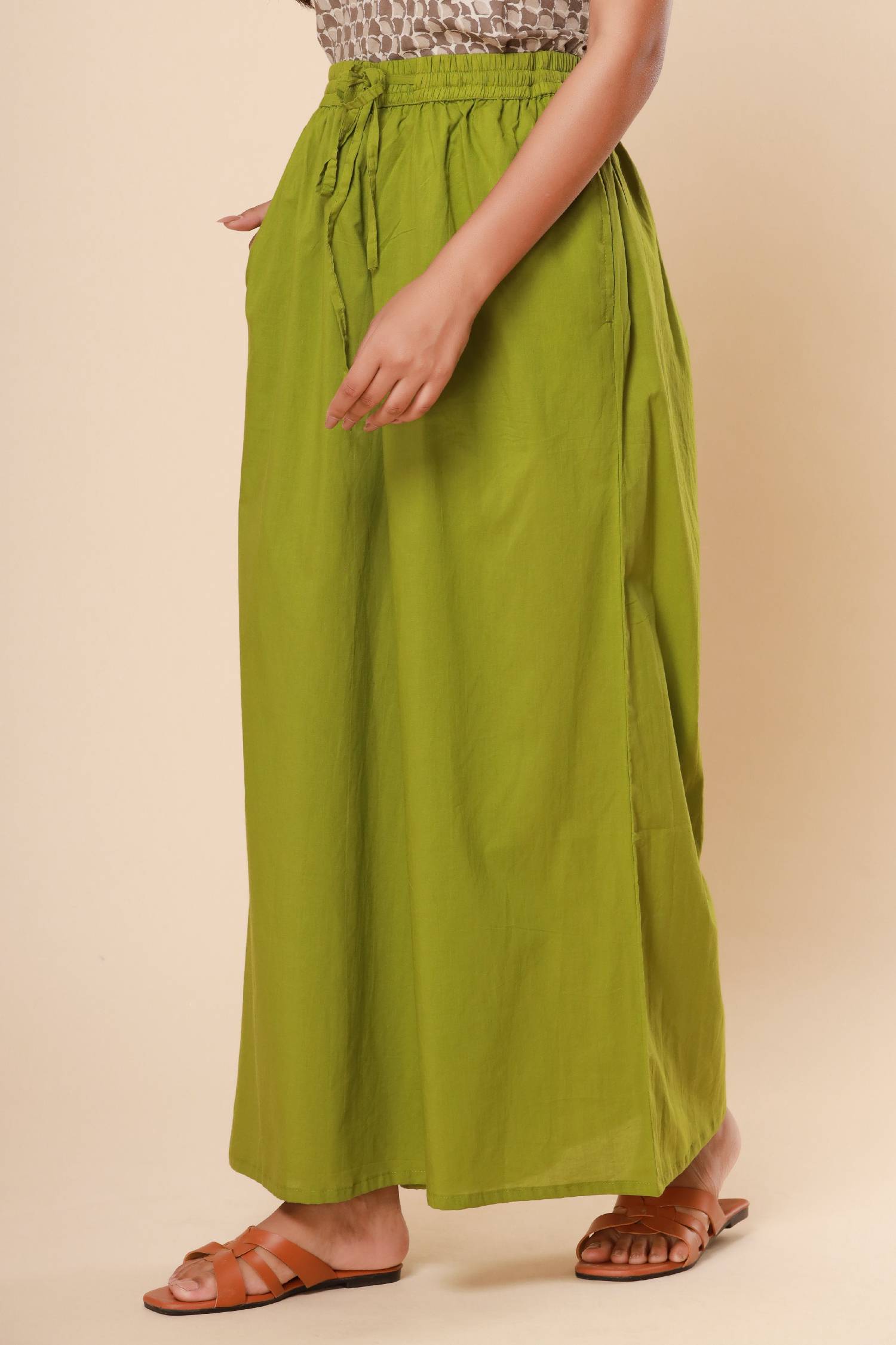 Green Cotton Cambric Palazzo