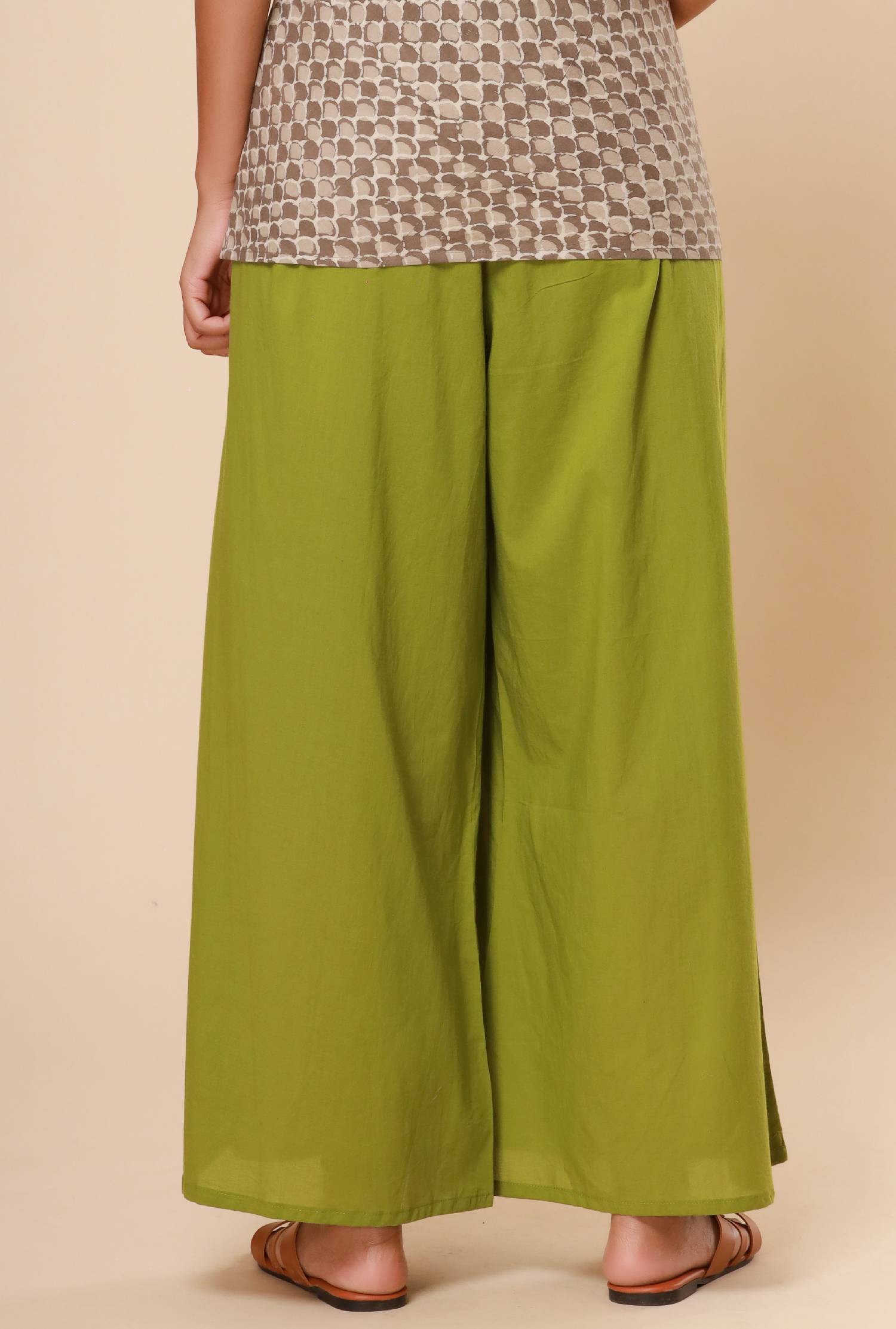 Green Cotton Cambric Palazzo