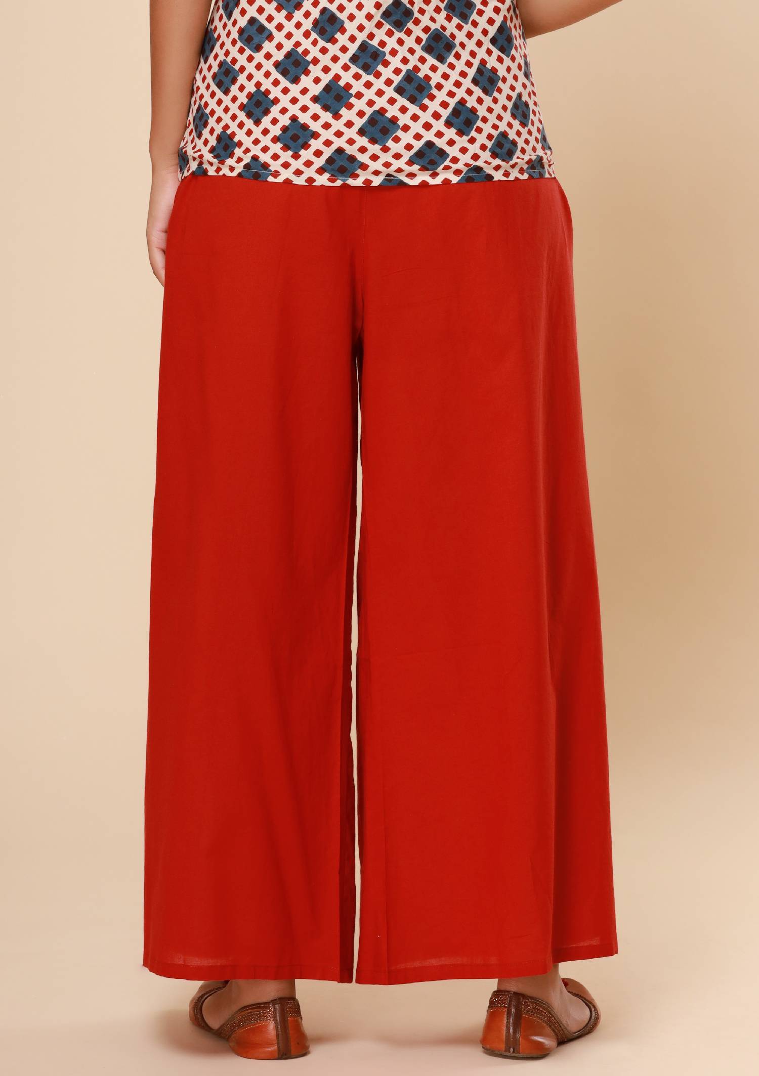 Bagru Red Cotton Cambric Palazzo