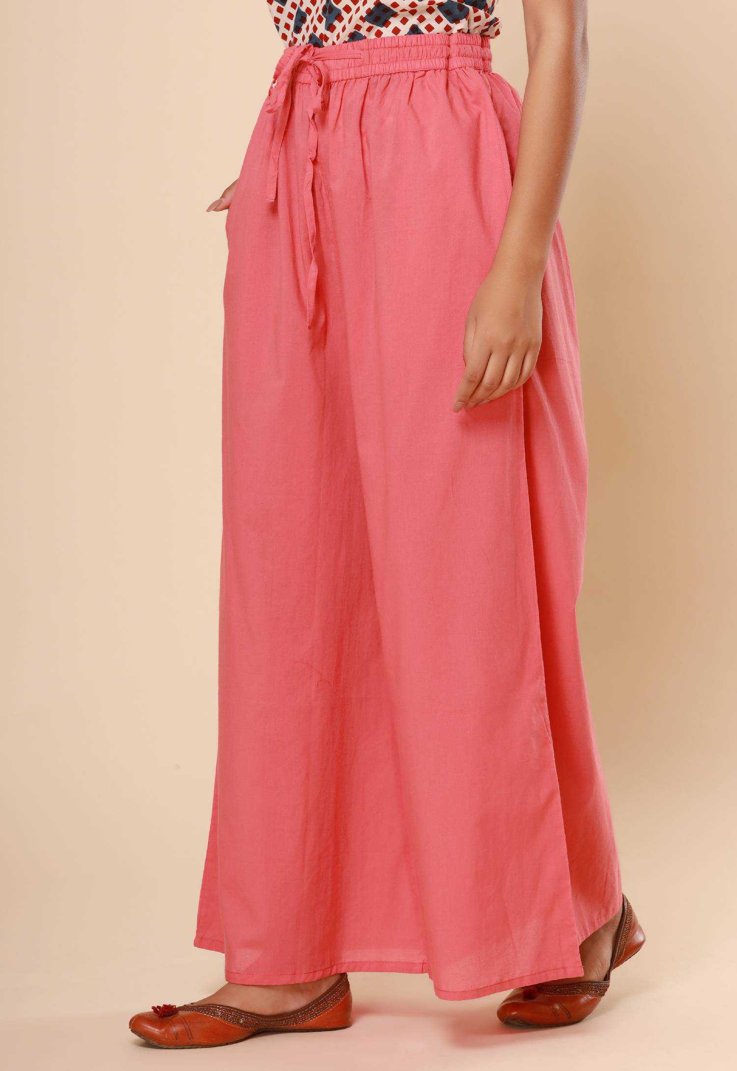 Pink Cotton Cambric Palazzo