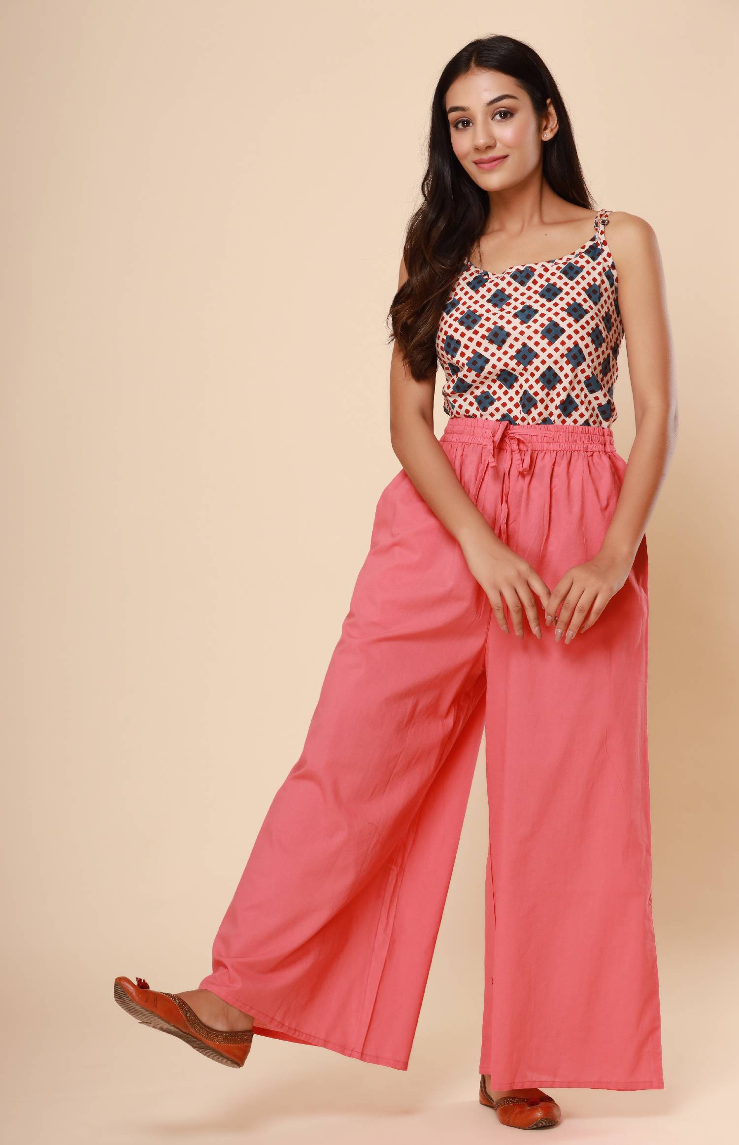 Pink Cotton Cambric Palazzo