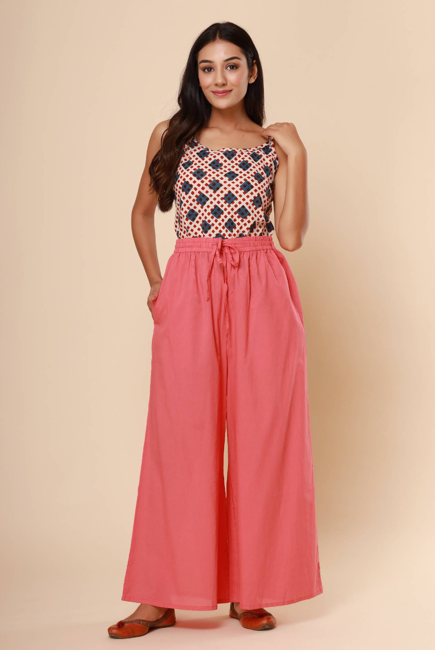 Pink Cotton Cambric Palazzo